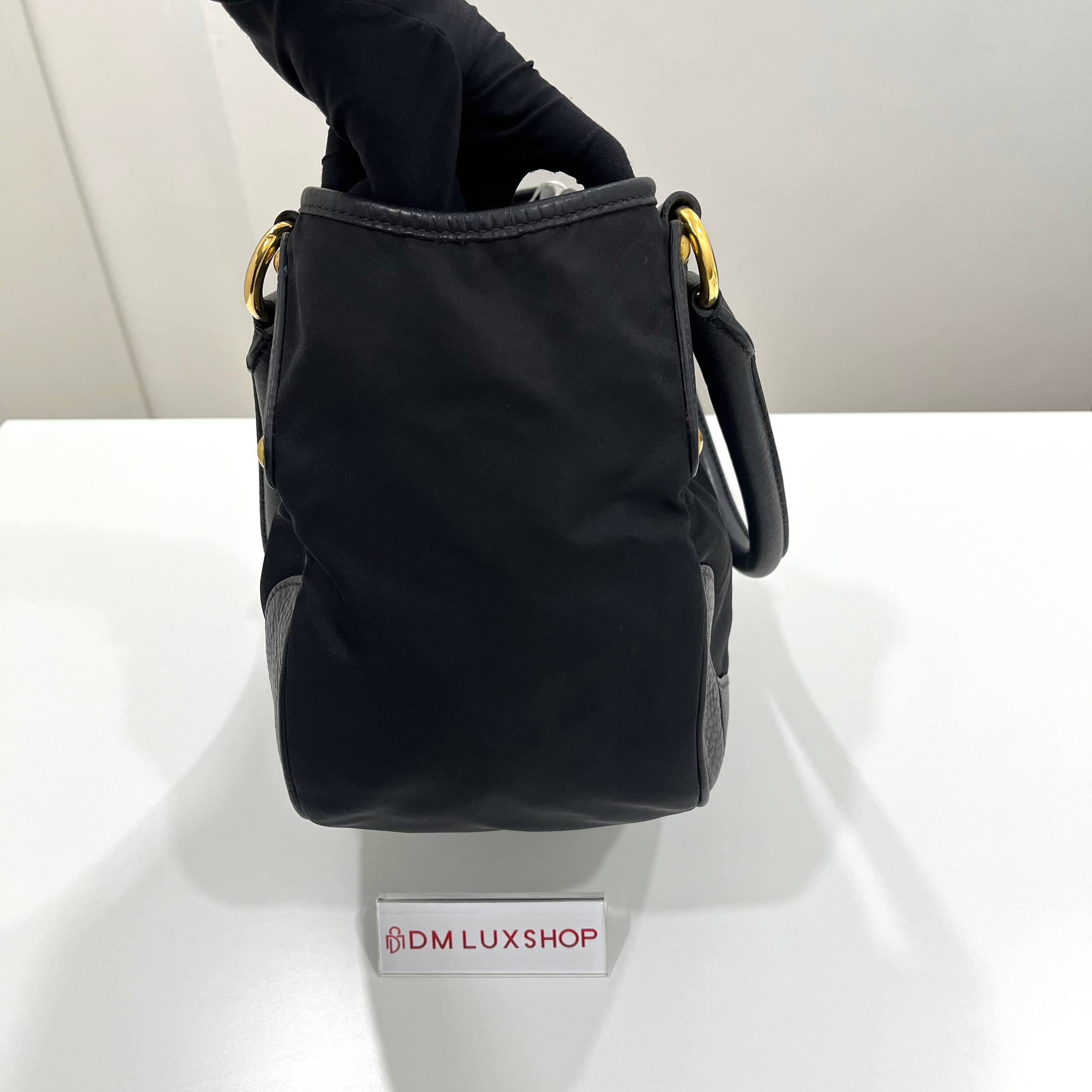 Prada Black Nylon Tote GHW