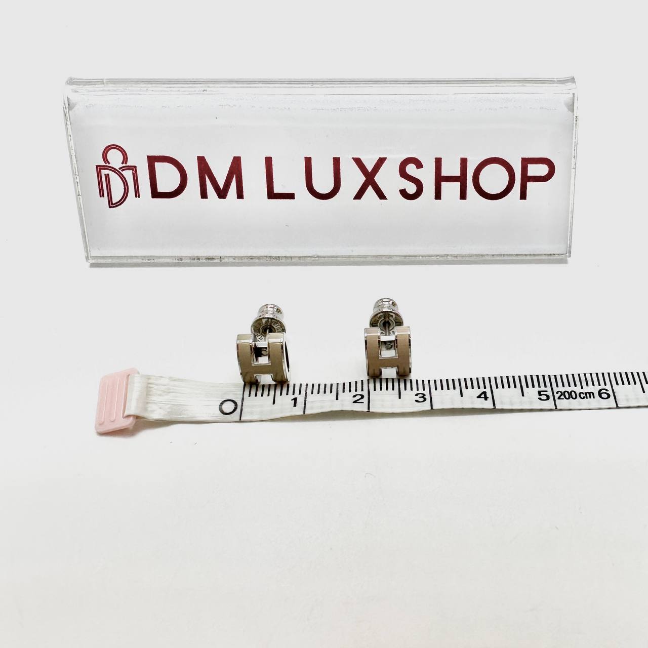 Hermes Mini Pop H Earrings Light Grey PHW