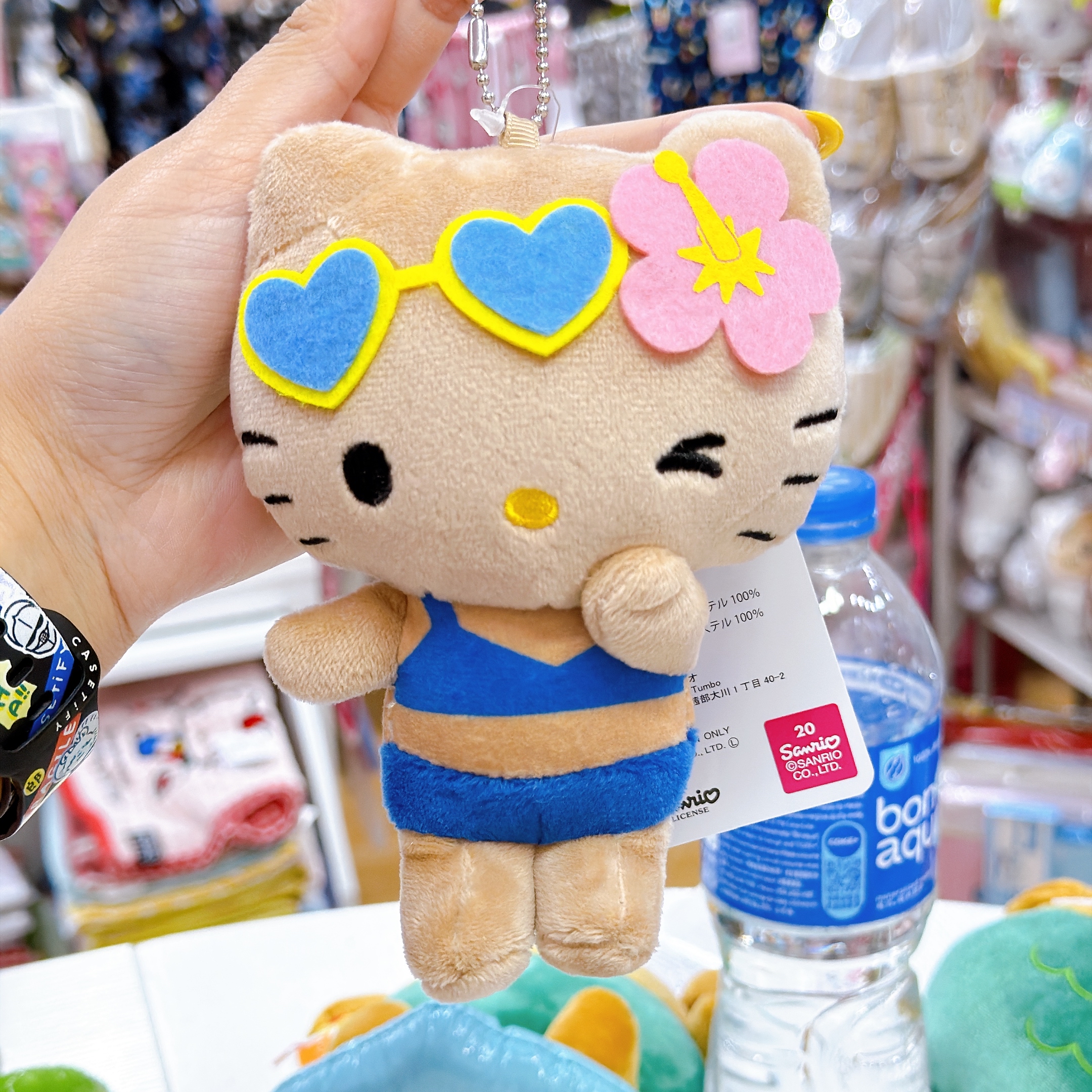 日本直送Sanrio夏天黑皮系列Kitty公仔掛飾
