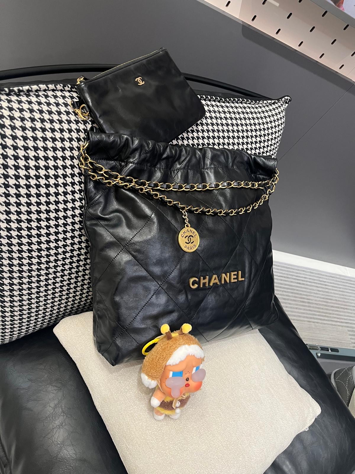 Chanel 22 medium As3261 calfskin 黑色牛皮金鏈 100%Authentic, 98%new ✅專門店收據✅晶片✅Dust bag✅Box