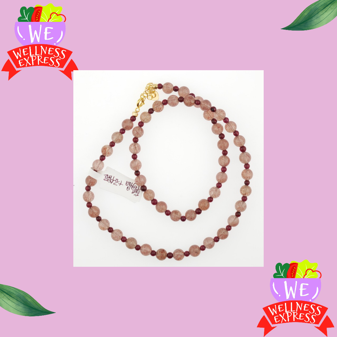 草莓晶石榴石項鍊/Natural Strawberry Quartz & Garnet Mix Necklace
