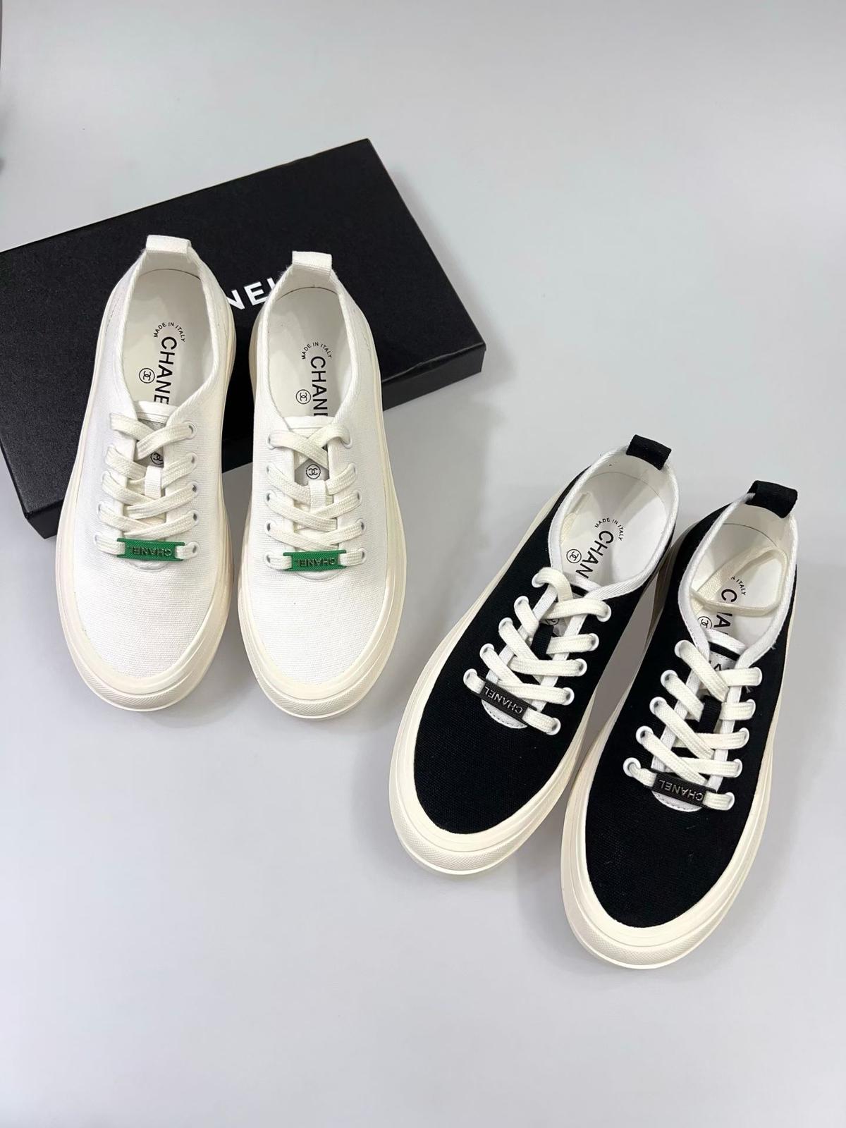 獨家CHANEL 新款帆布鞋餅乾休閒鞋 ，底厚4cm