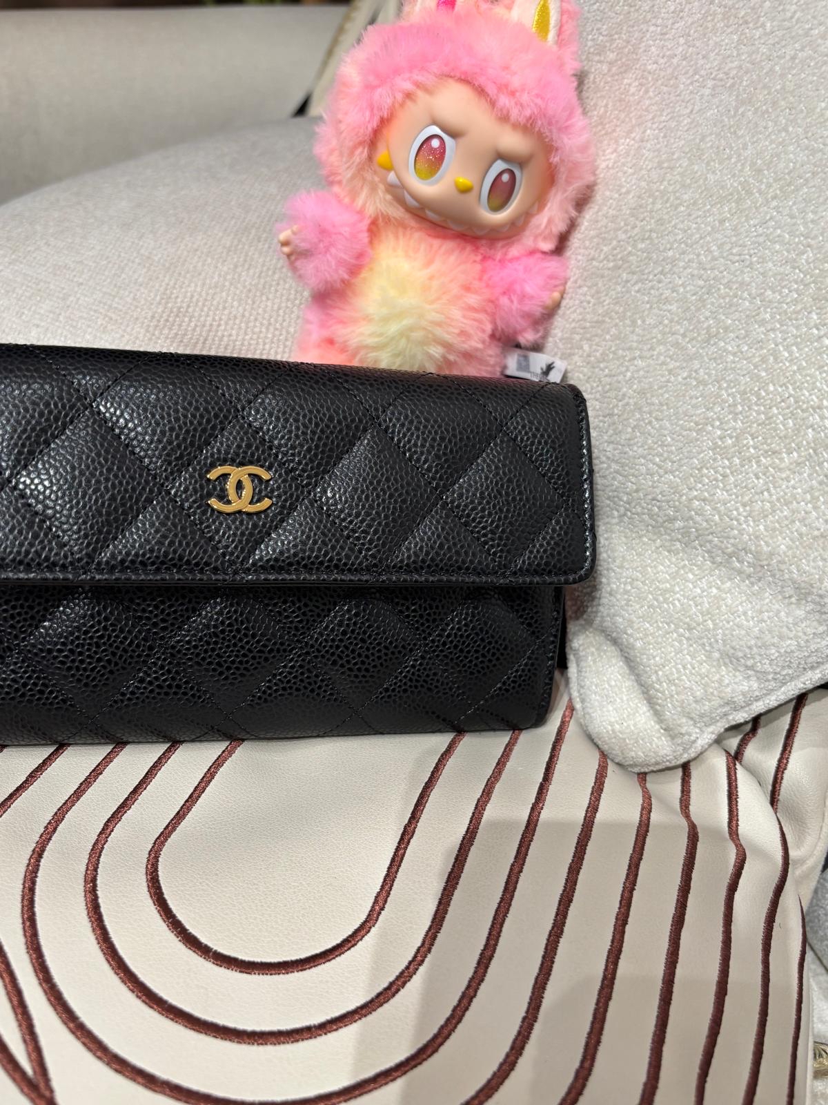 未使用品 Chanel classic long wallet 黑色荔枝牛皮 ,100%Authentic,unused ✅card✅box