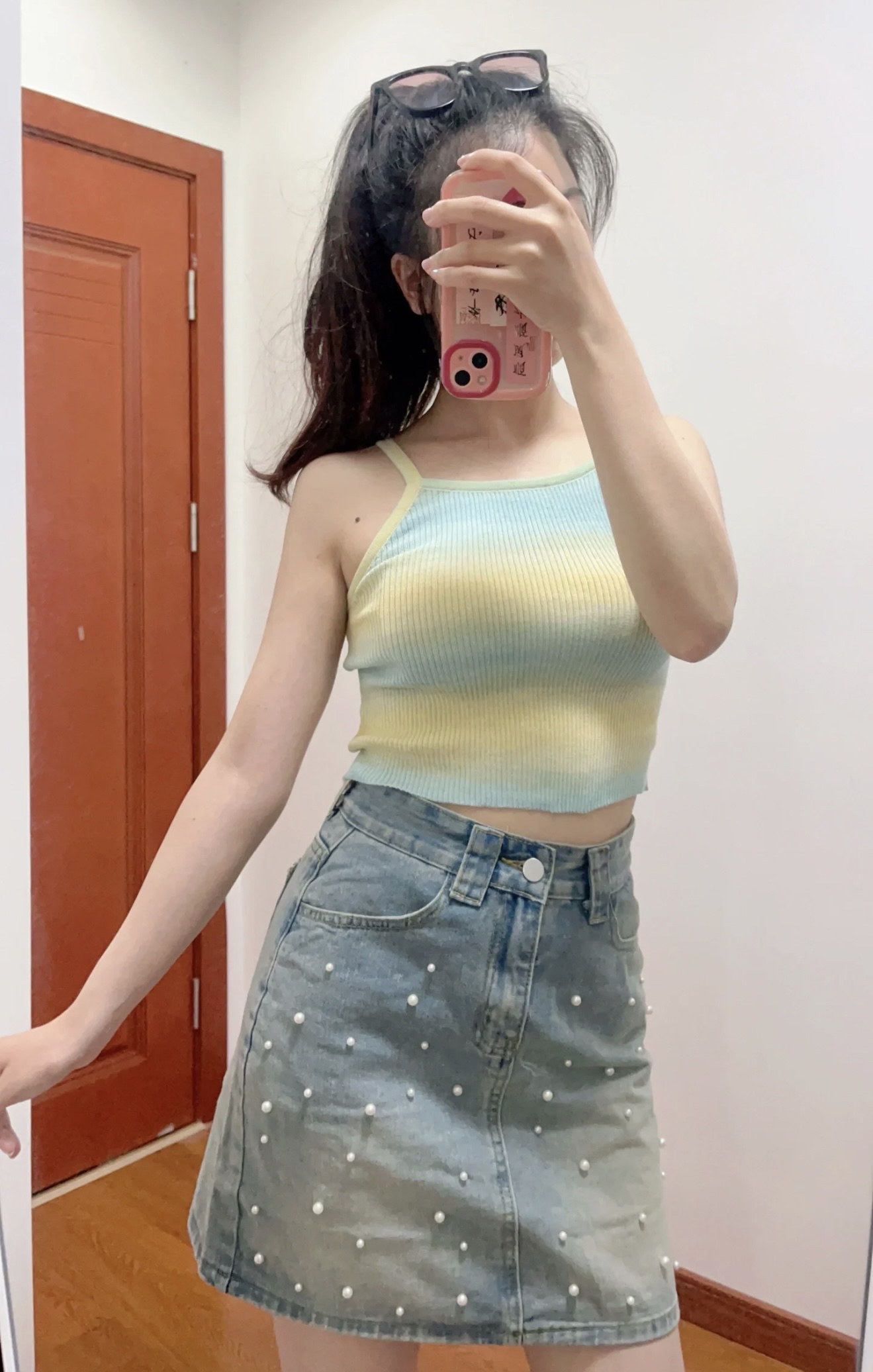 J10004钉珠牛仔短裙