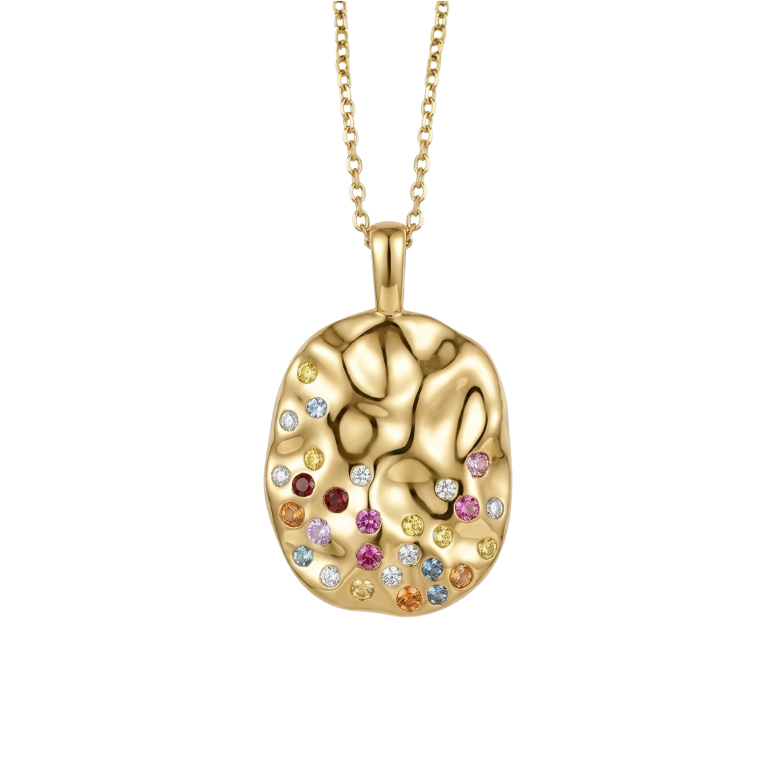 「水龍系列・法式流金・通寶頸鏈」｜925純銀漣漪 • 細碎彩寶 • 低奢日常守護