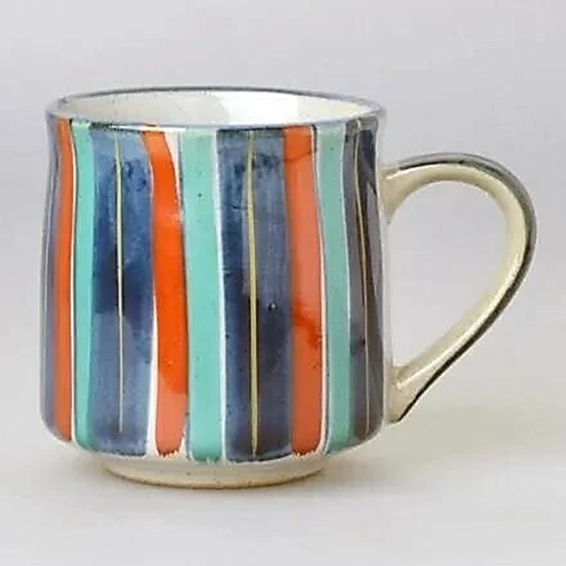 【日本製】美濃燒陶瓷條子小花駌鴦馬克杯套裝 (290ml @)