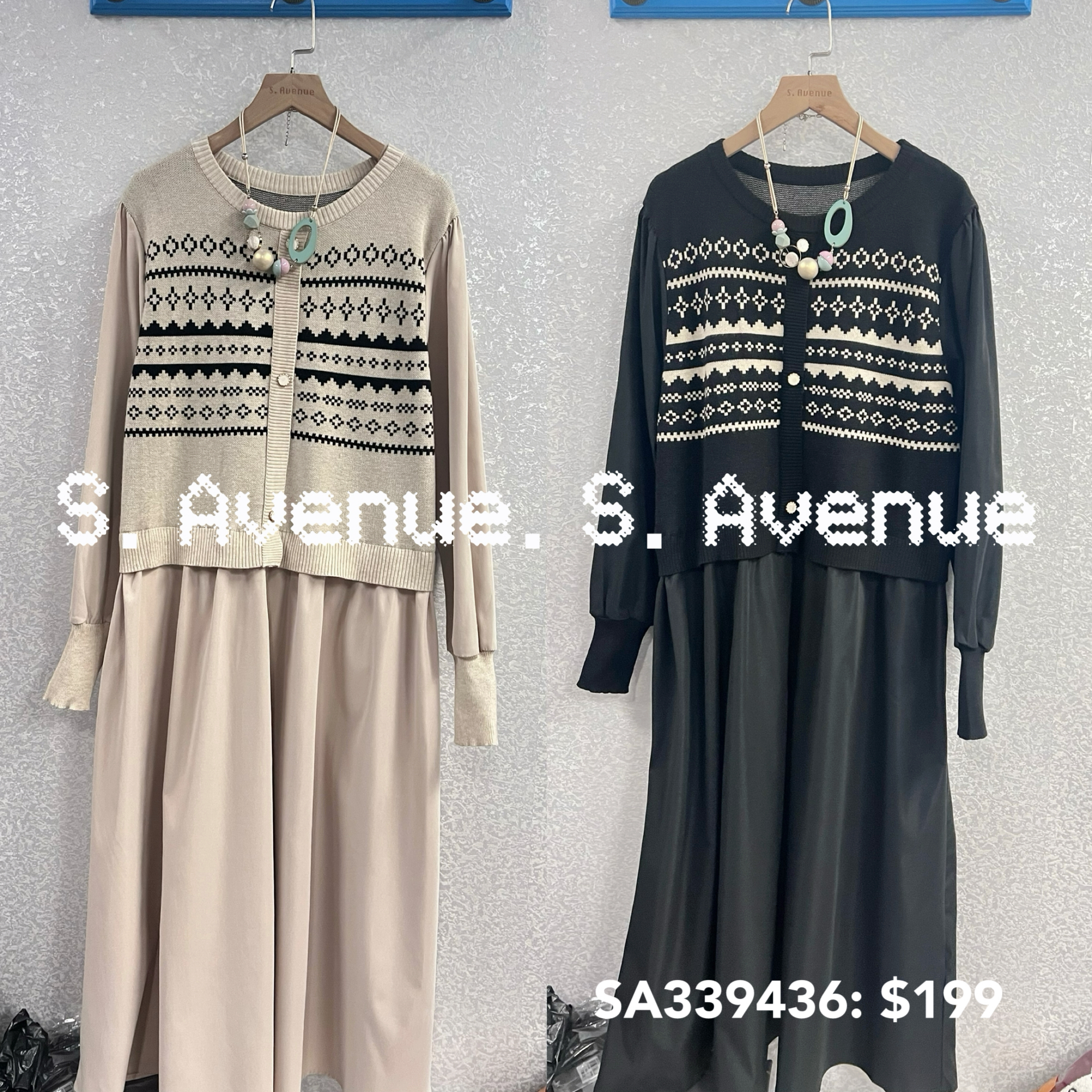 SA339436: 長袖圖案假鈕op