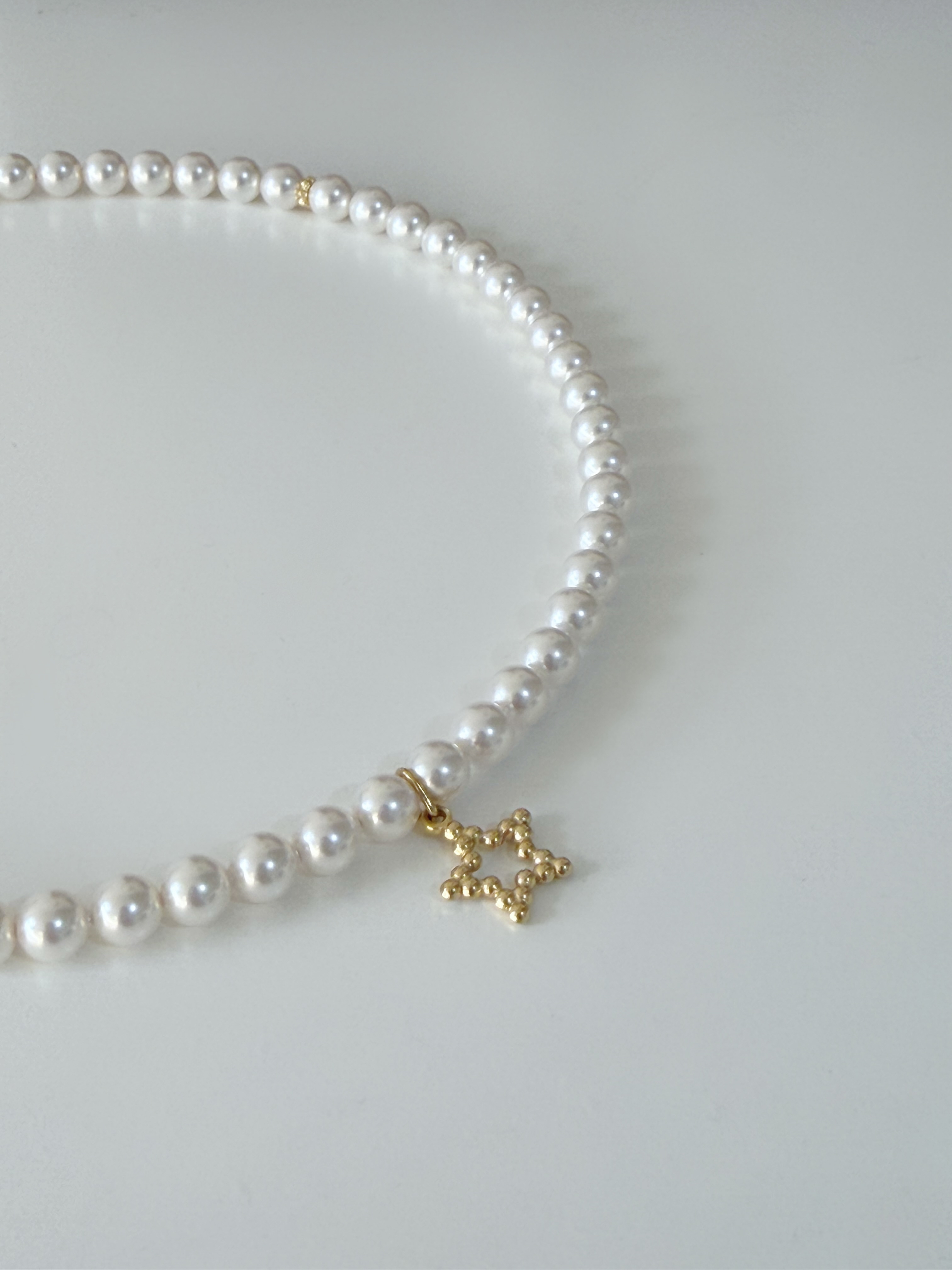 簡約星鑽珍珠頸鍊/6mm米白珍珠