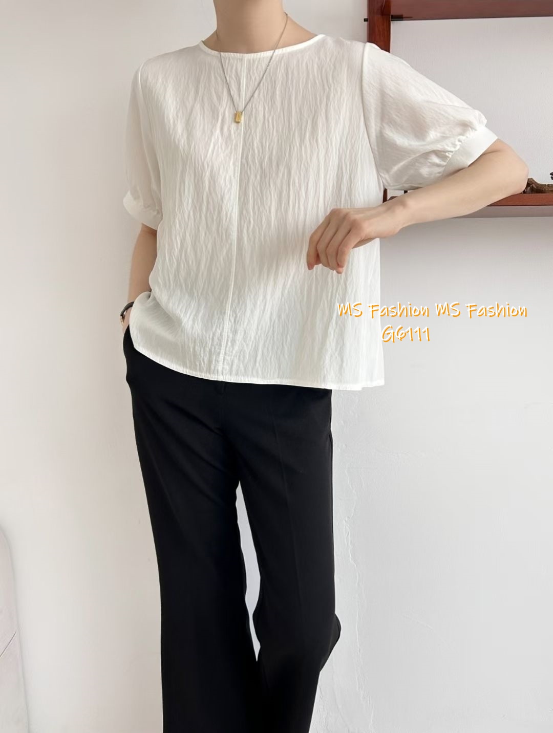 G6111 韓國🇰🇷特色皺皺拼布top