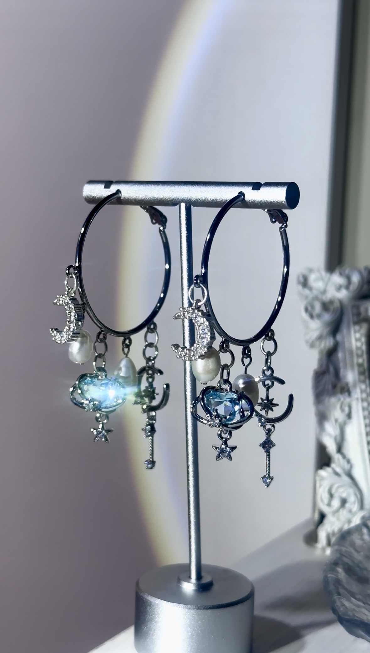 星球銀月耳環🌍