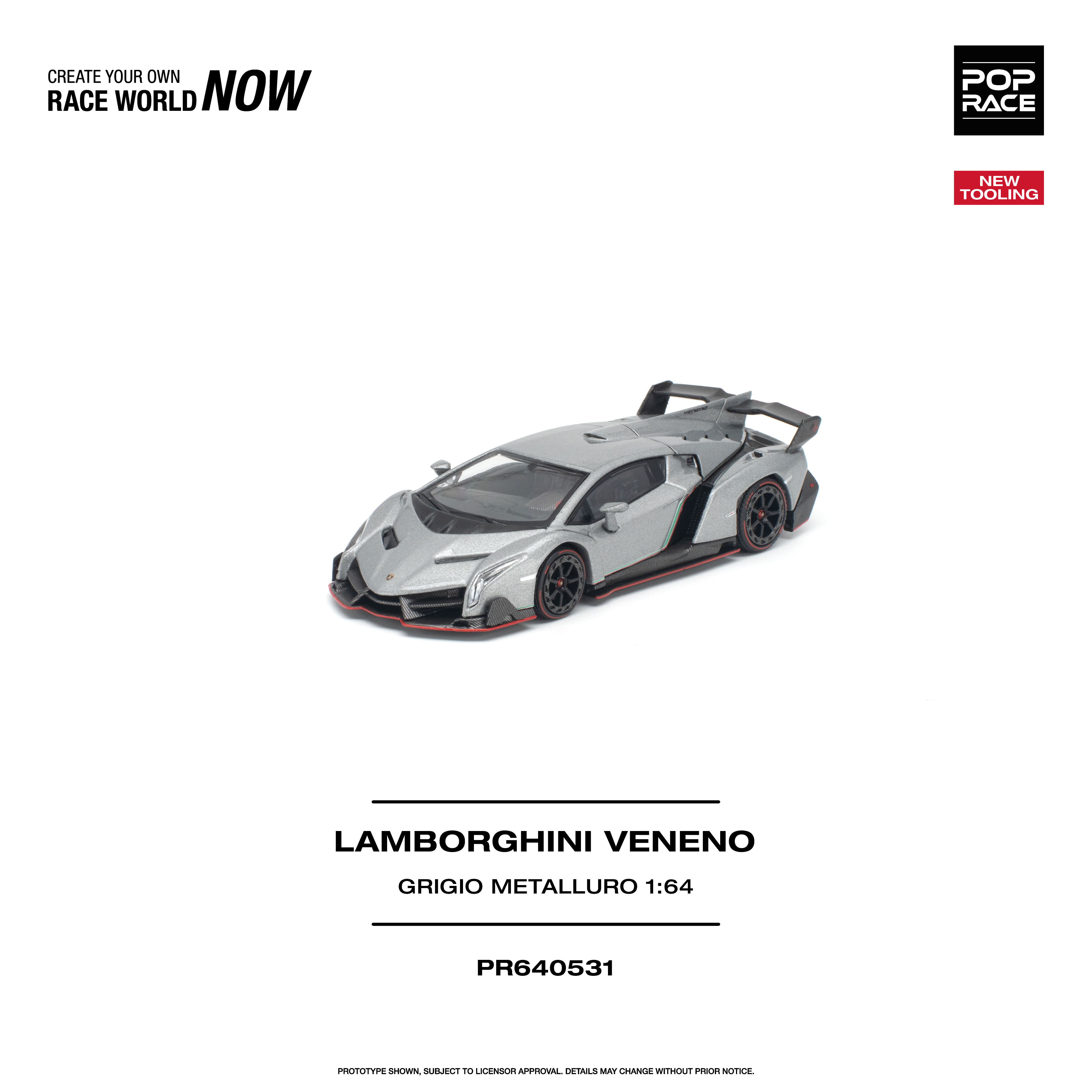 (預訂 Pre Order) POP RACE (PR640531)  LAMBORGHINI VENENO GRIGIO METALLURO | POPRACE 預訂優惠價 $130