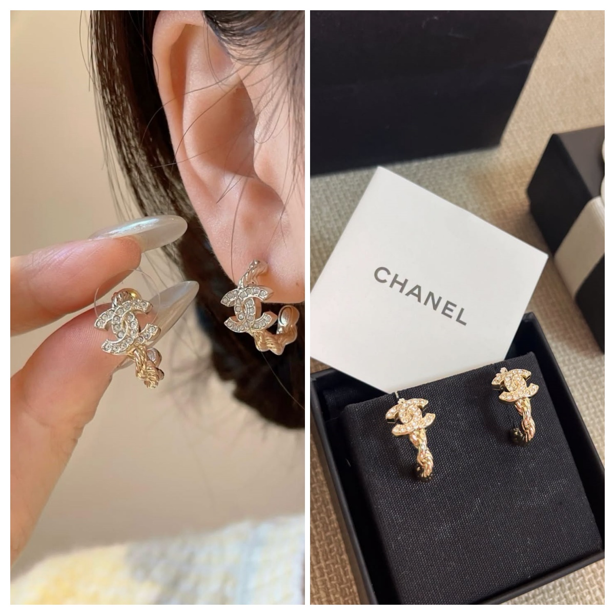 【頂級原單】Chanel  麻花小彎耳環