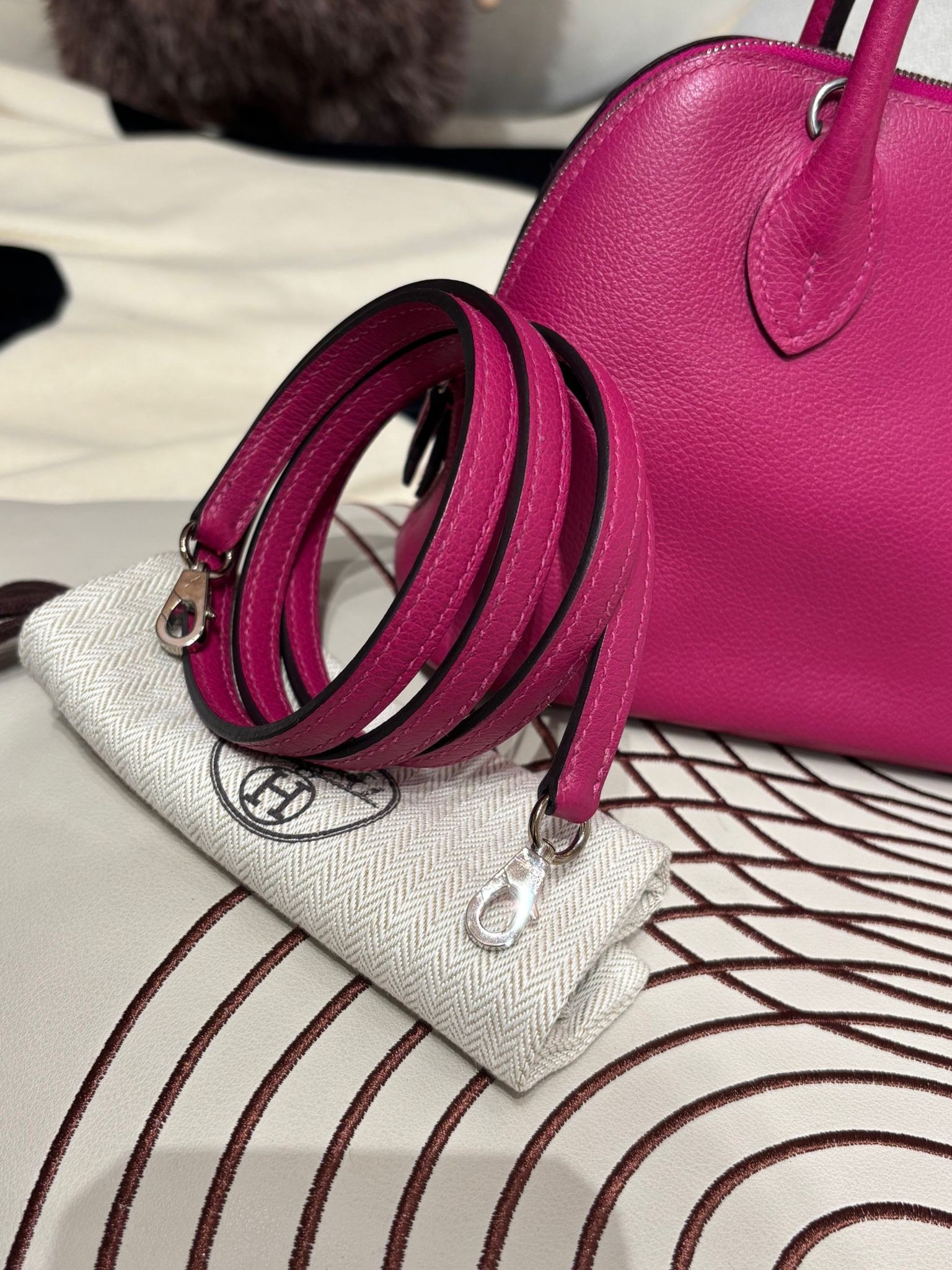 Hermes mini bolide,STAMP C ,L3 玫瑰紫色EverColor牛皮  100%Authentic ,95%new ✅收據✅strap ✅dust bag✅盒