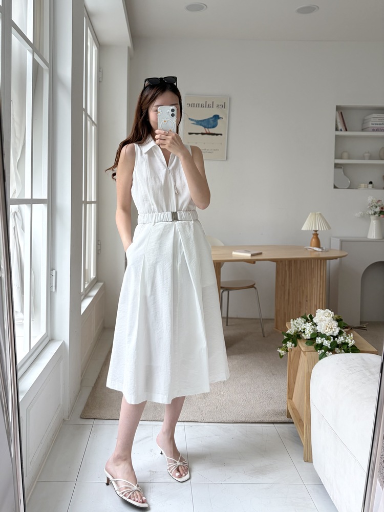 Jardin Belted Zip-Front Dress