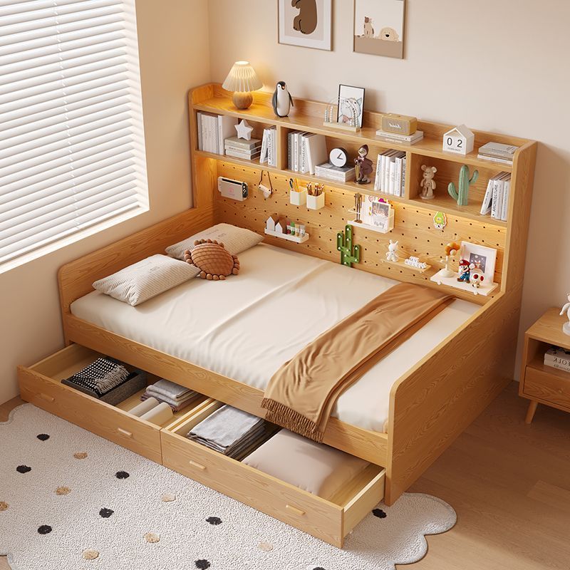 兒童床書架櫃一體多功能臥室細單位儲物現代男女孩地台單人床 bed