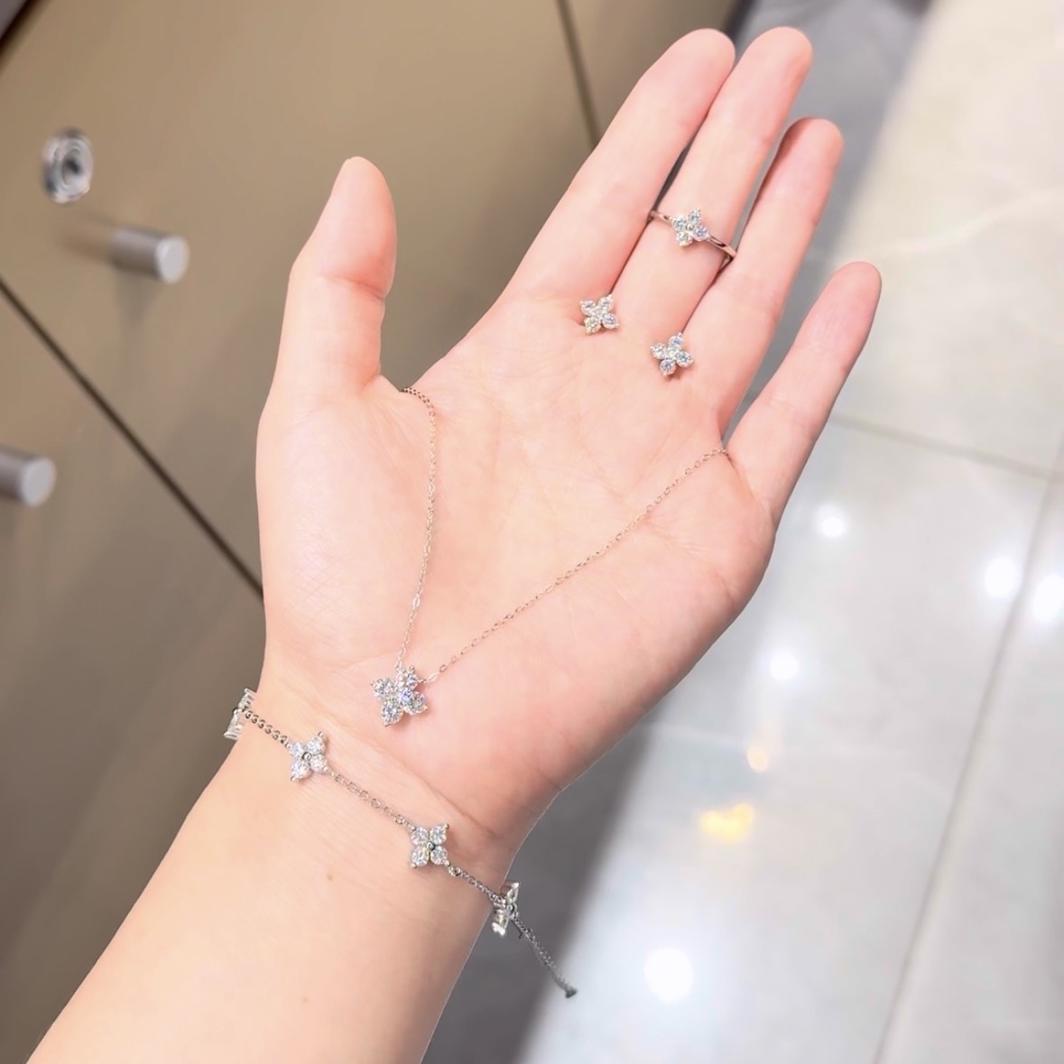 莫桑钻～幸运草系列✨ 手链-项链-耳钉-戒指💎