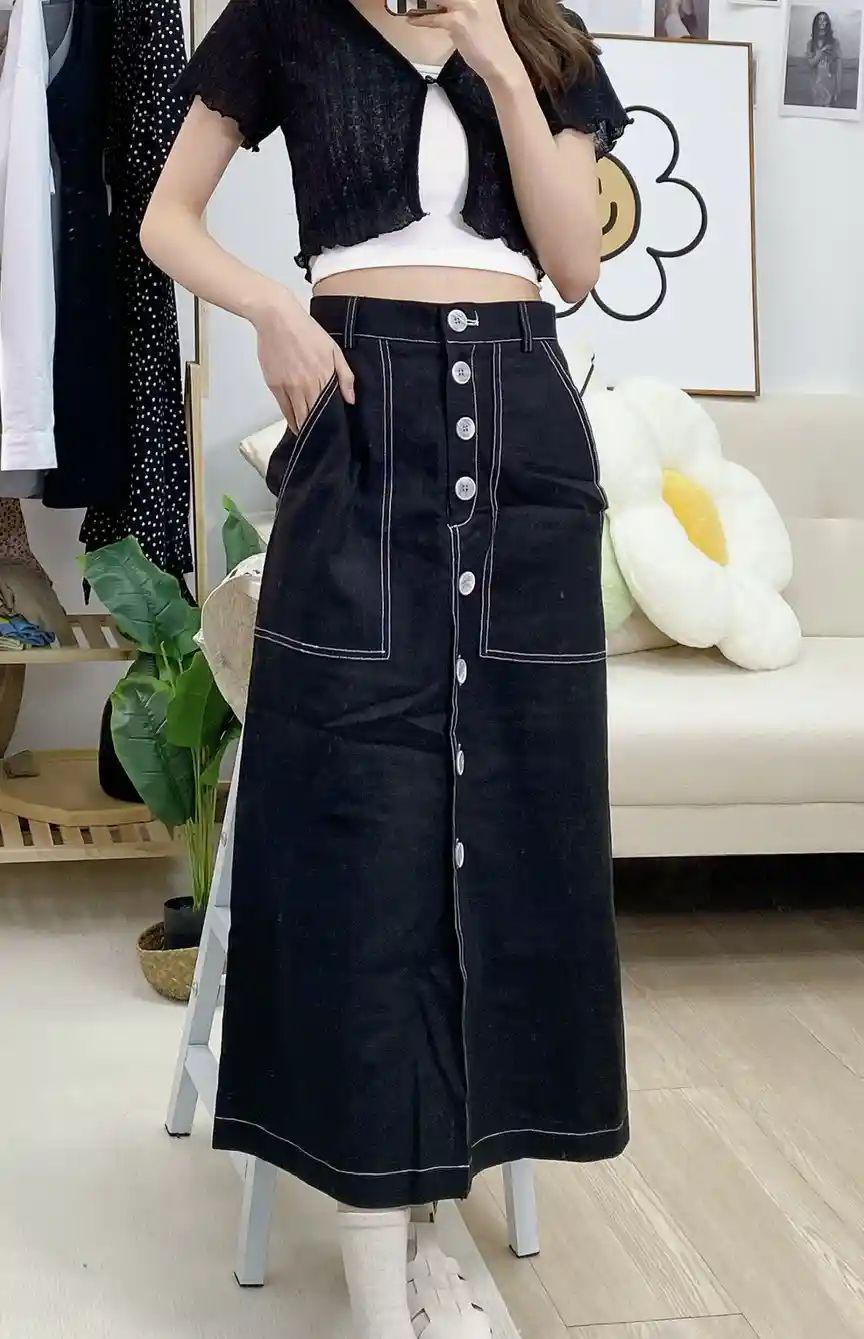 KR排鈕明線長裙 KR4589