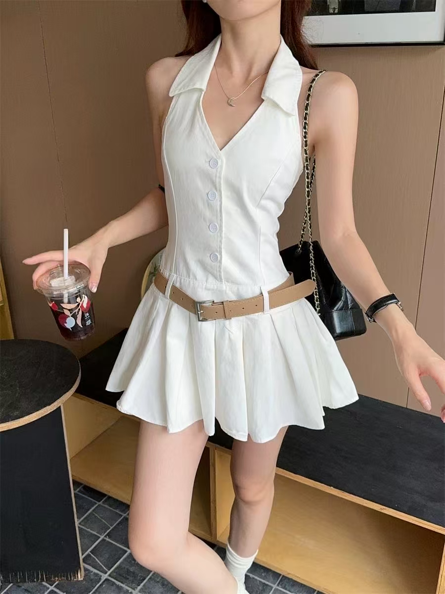 DR374辣妹露背v领裙