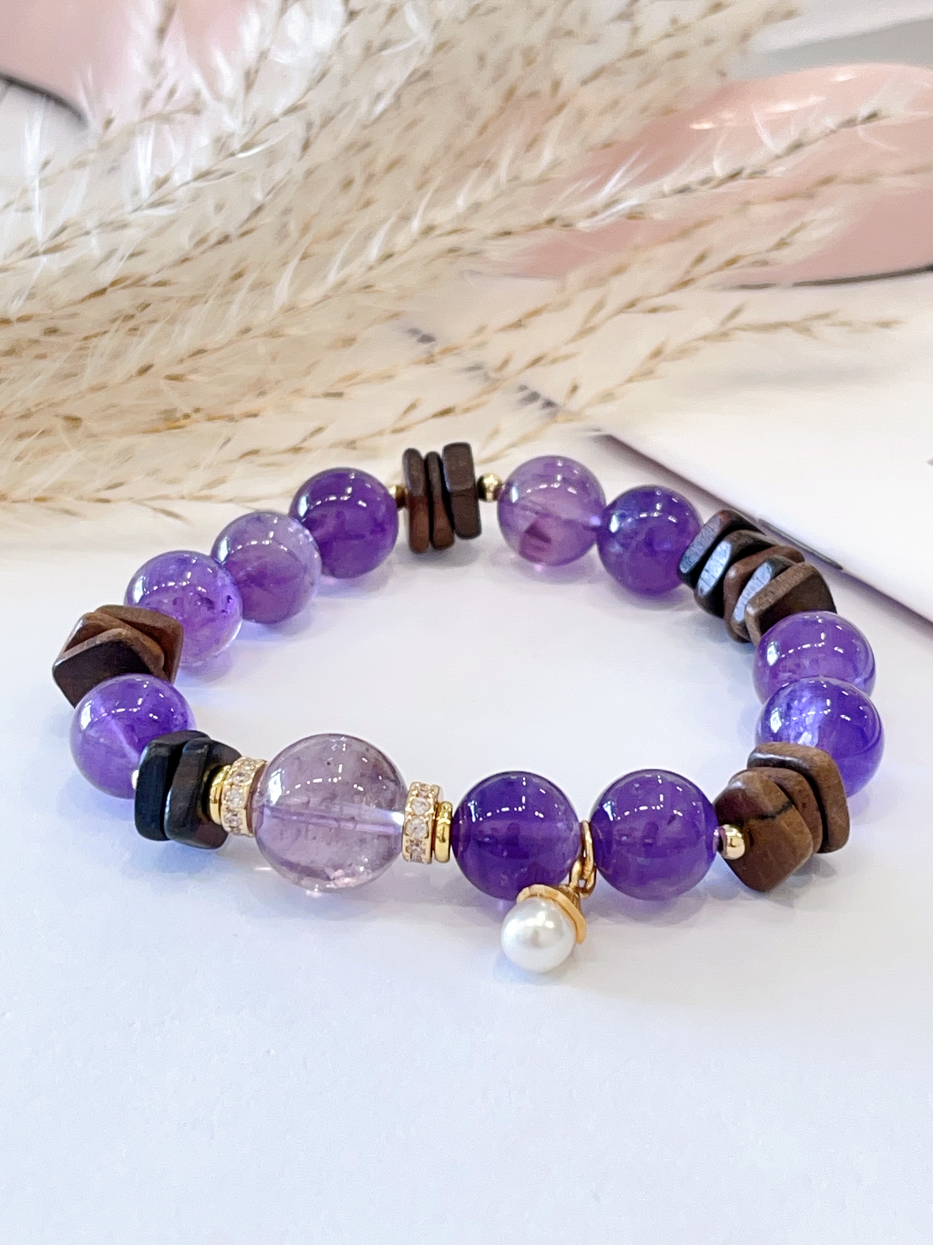 💜 紫水晶 × 沉香手串 Amethyst & Agarwood | 10.5mm