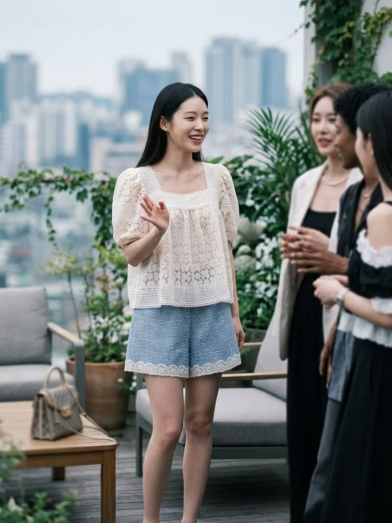 AD24 甜心方領蕾絲襯衫