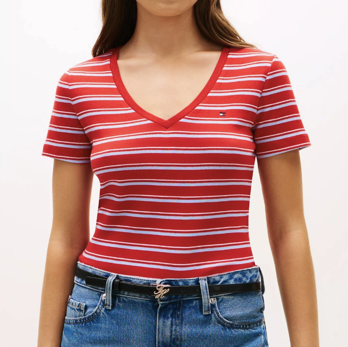 Tommy Hilfiger Striped V-Neck Favorite T-Shirt