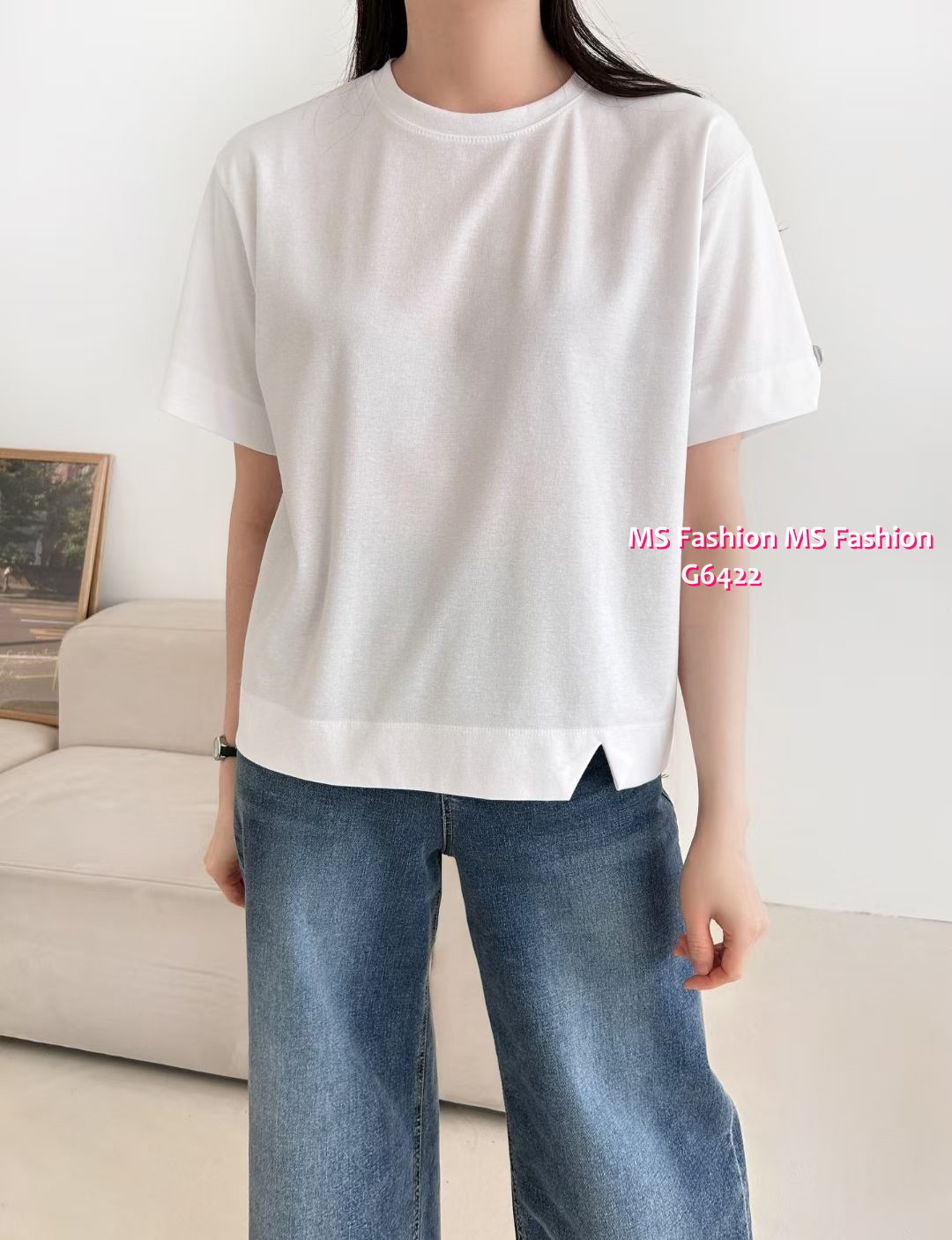 G6422 靚色小開叉腳top