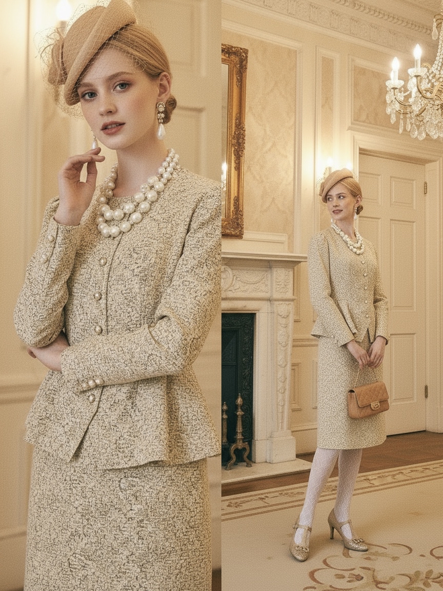 日本製碎花裙邊珍珠古董鈕扣公主連身裙收藏