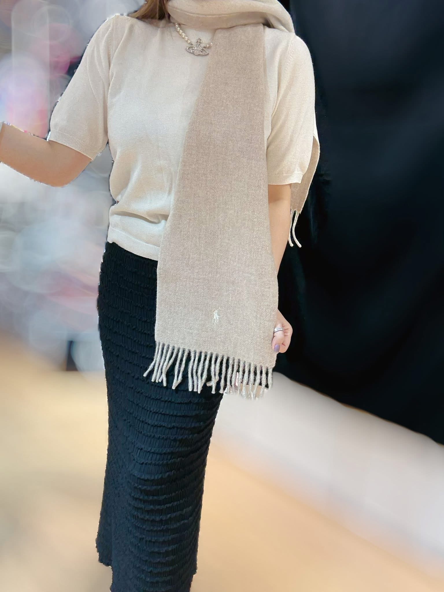 Polo scarf wool/beige