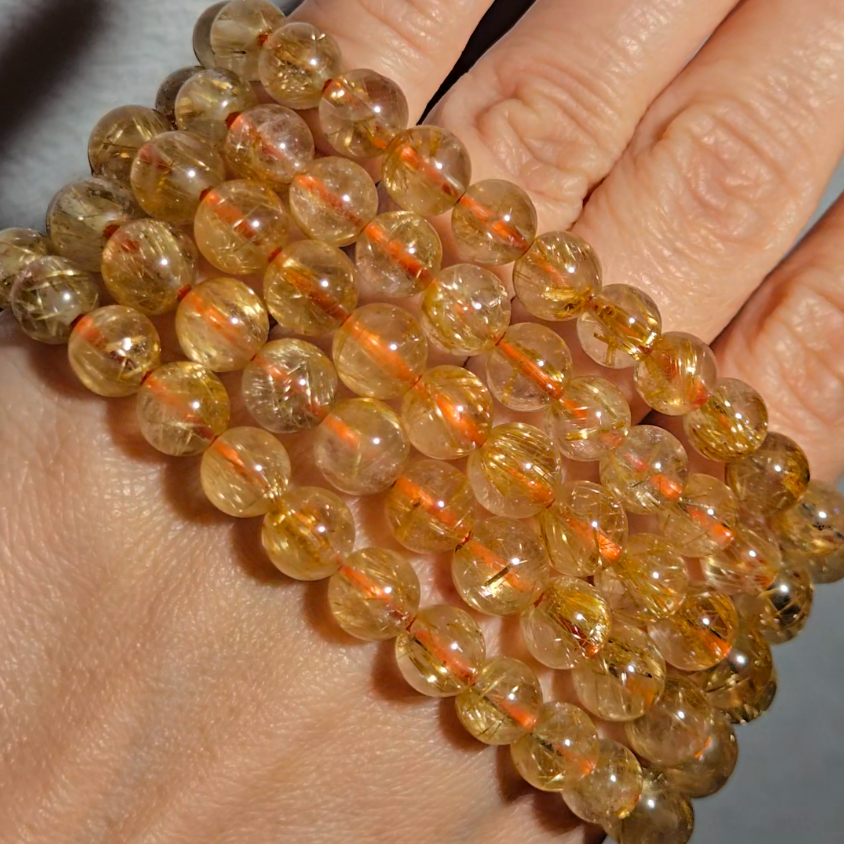 Golden rutilated quartz bead bracelets - JW107