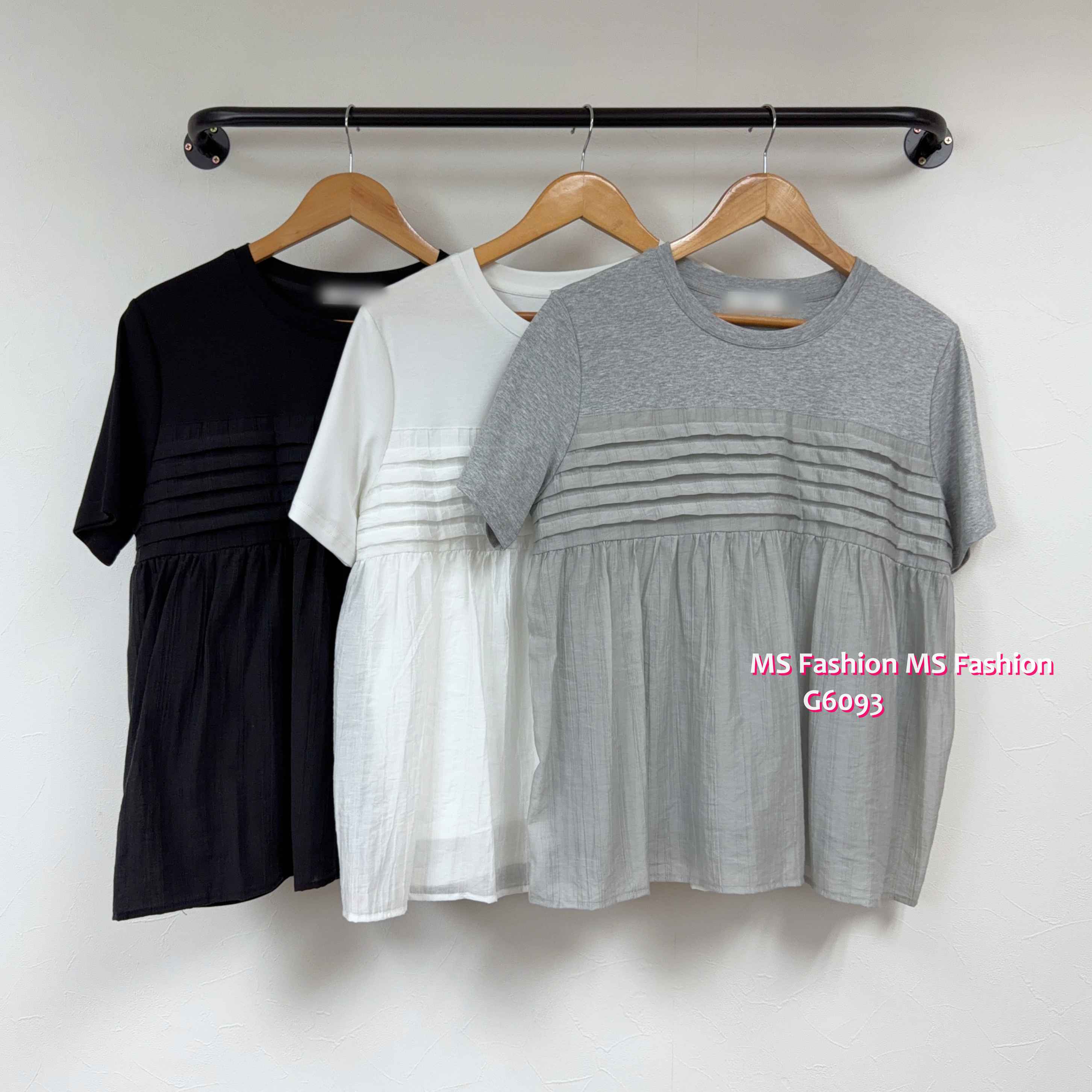 G6093 韓國🇰🇷淨色娃娃拼布top