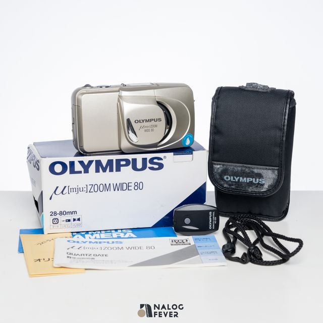 Olympus mju ZOOM WIDE 80 (原裝盒, 原裝套, 說明書, 搖控, 手繩, 送一