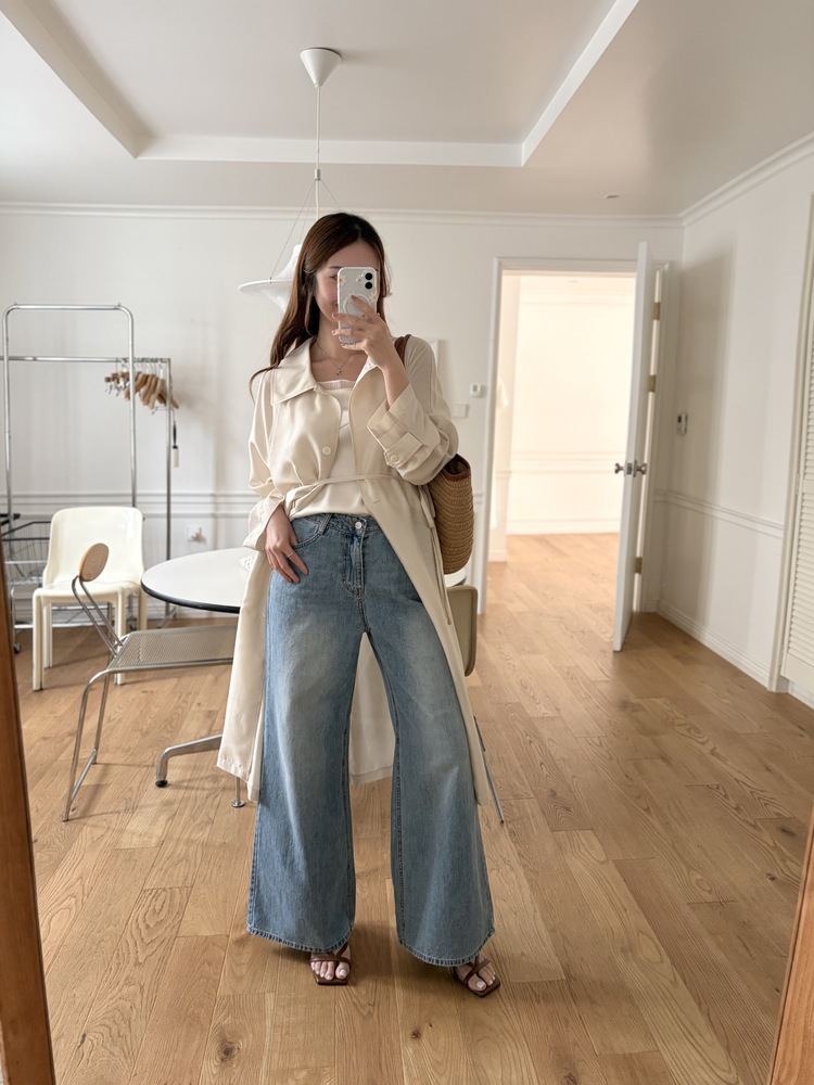 Silky Belted Trench Coat (Ivory)