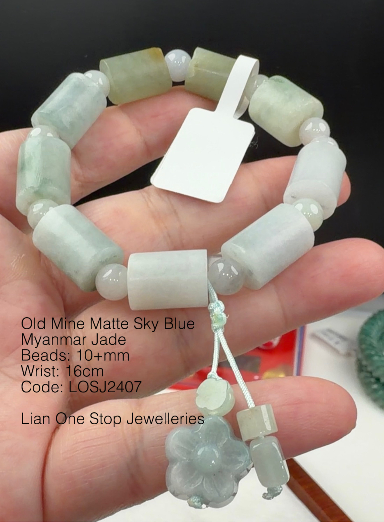 Code: LOSJ2407 Old Mine Matte Sky Blue Myanmar Jade 