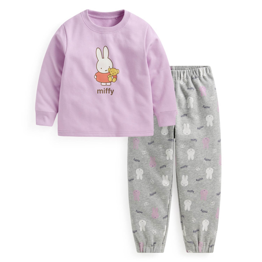 💚代購 台灣直送💚正版授權Miffy&Boris 兩色人物滿印毛圈長袖家居服上下套裝