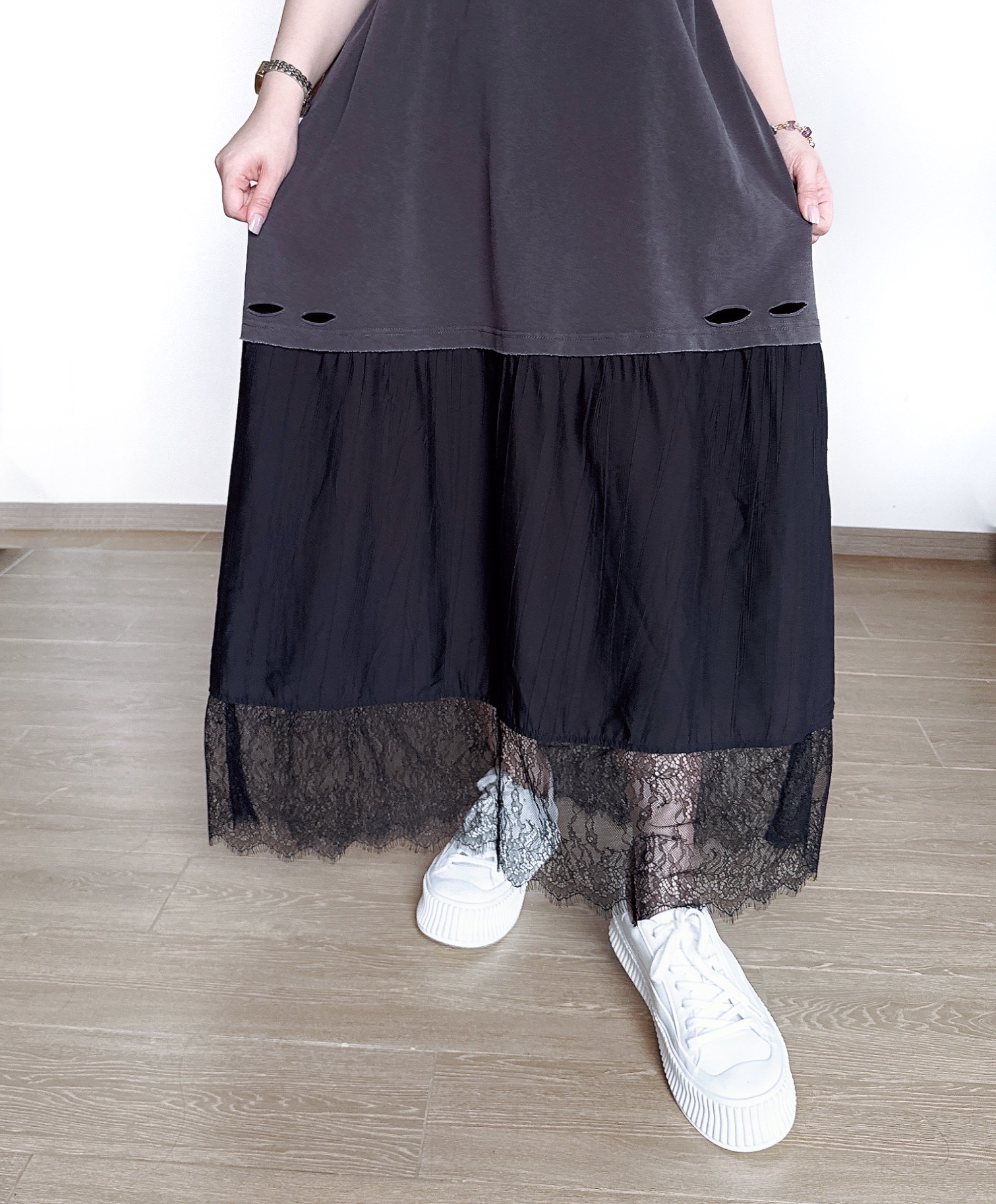 假兩件Tee拼接Lace Ops