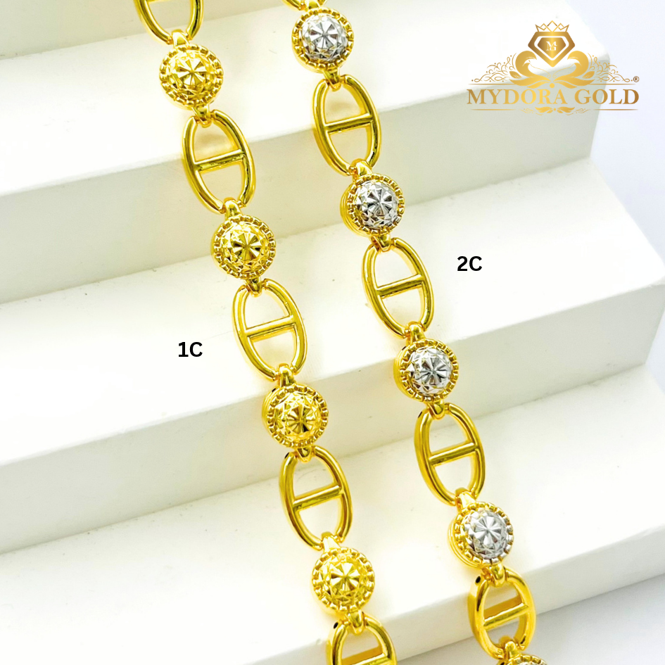 MYDORA Rantai Tangan Fesyen Diamond Cut Chain l EMAS 916/22K