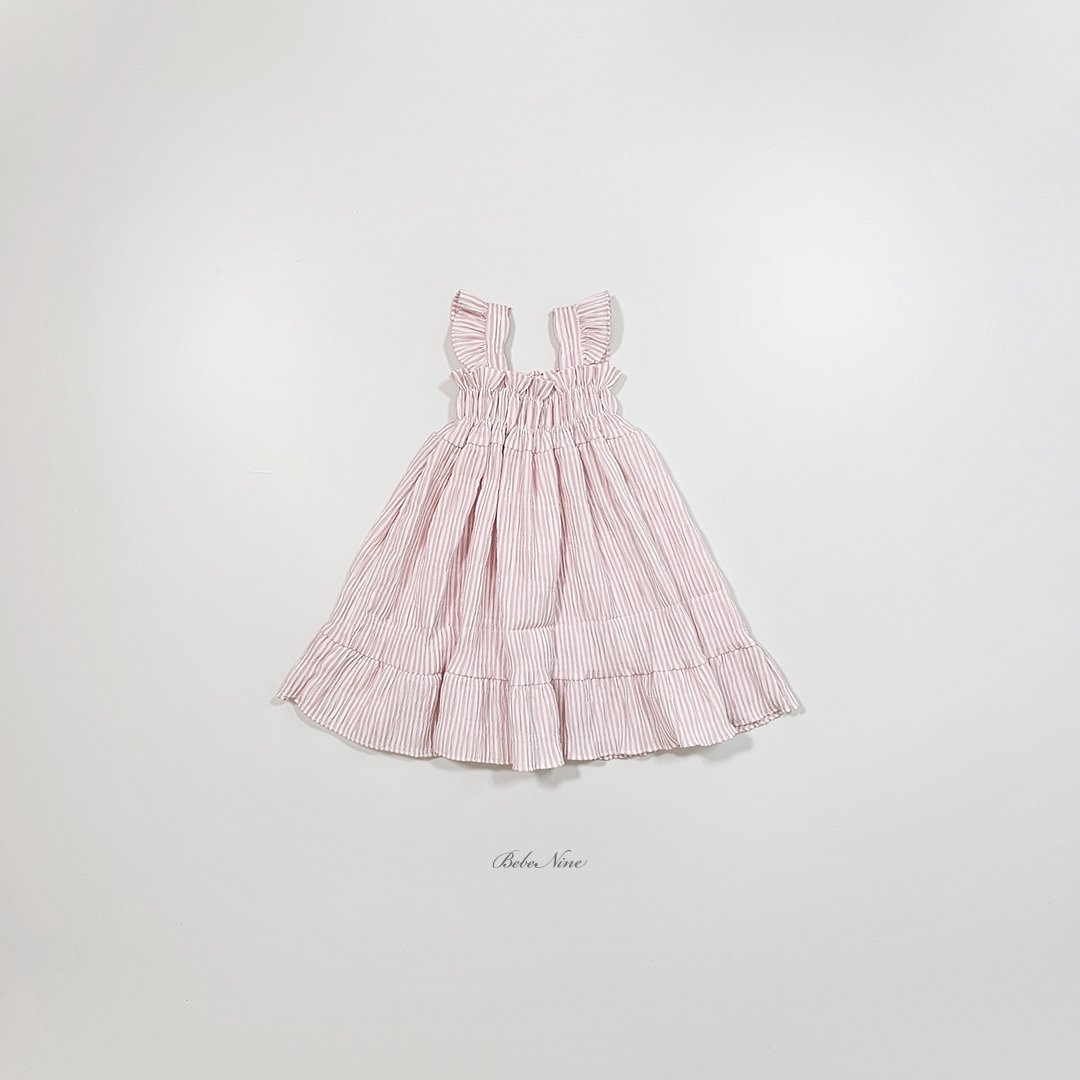 ☀️預訂 韓國直送☀️🇰🇷Bebenine兩色條紋荷葉邊吊帶連身裙