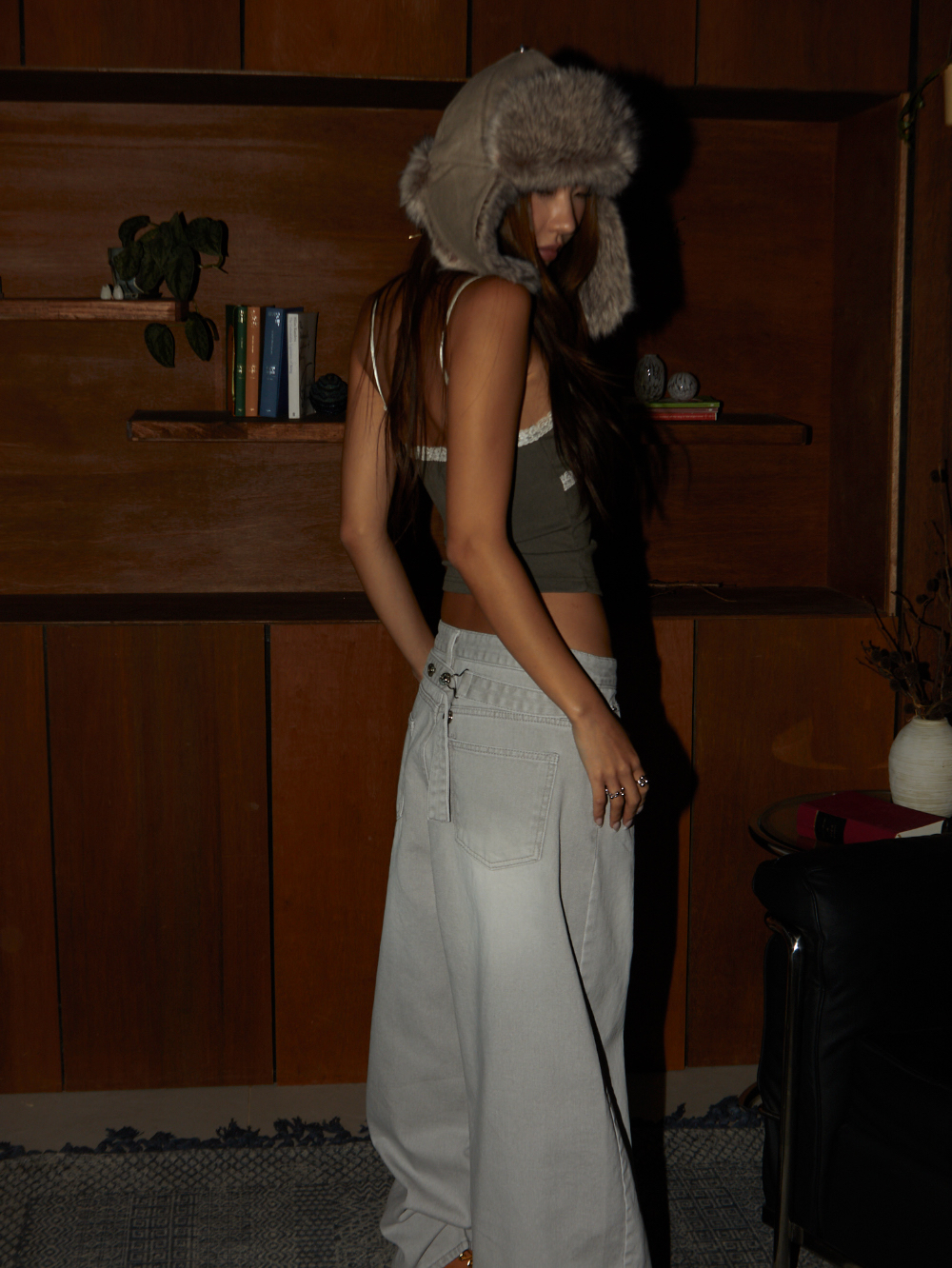 Mega Wide Backstrap Denim Pants 