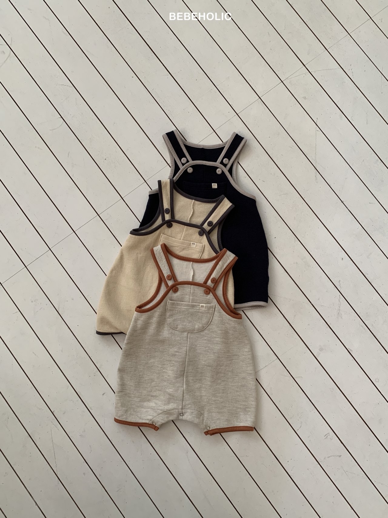 🌸預訂 韓國直送🌸🇰🇷BEBEHOLIC三色撞色吊帶工人褲