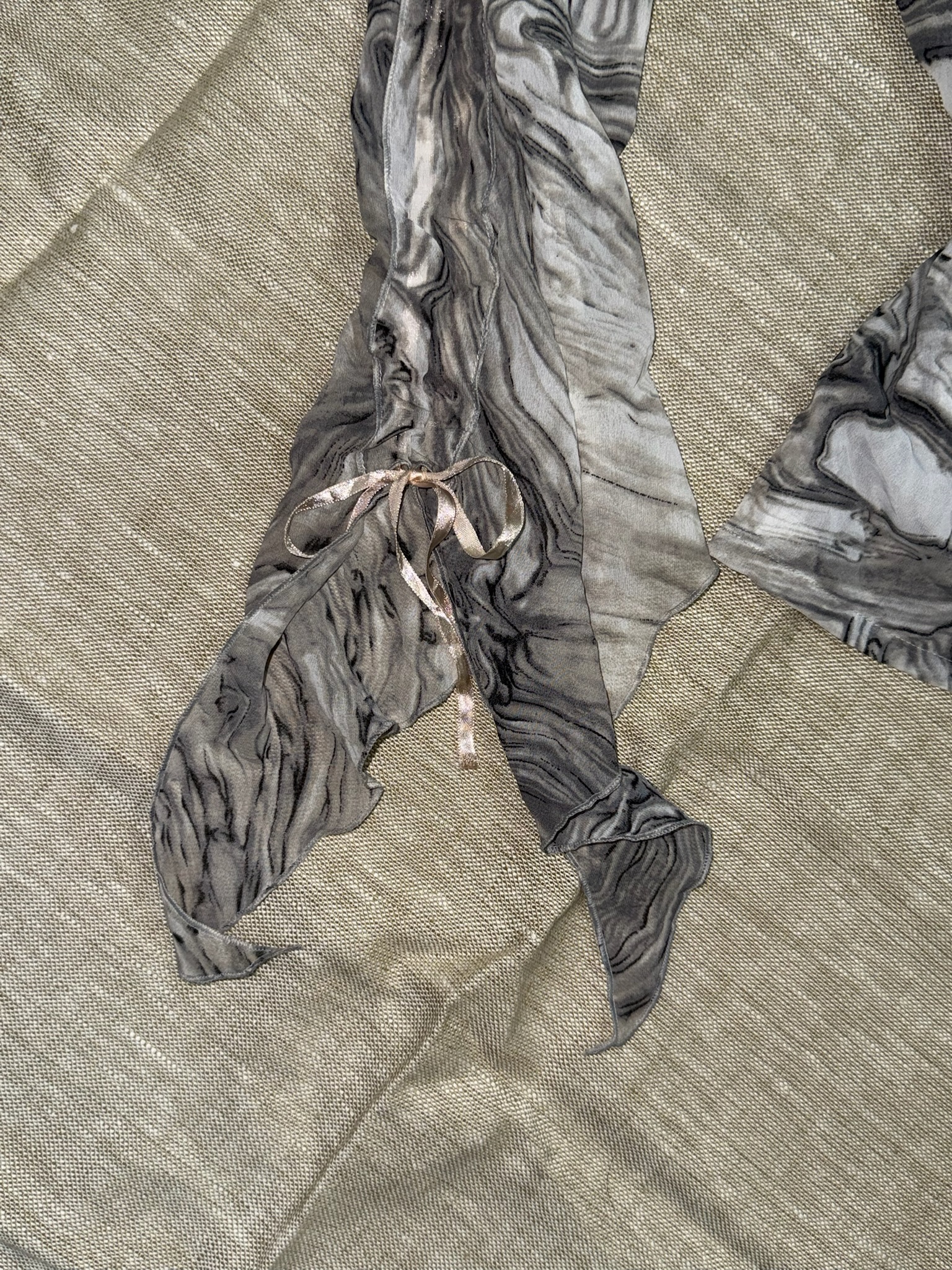 Marble Print Mesh Peplum Blouse