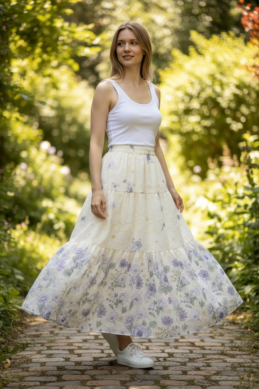 🌟重工刺綉全橡筋腰A字New款裙💞