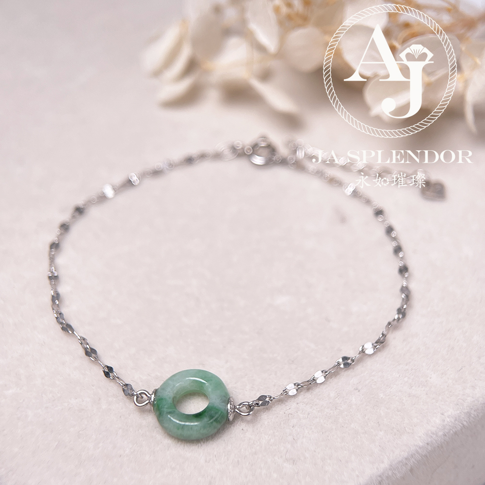 D-36 天然翡翠A玉 薄荷糖系列純銀手鏈