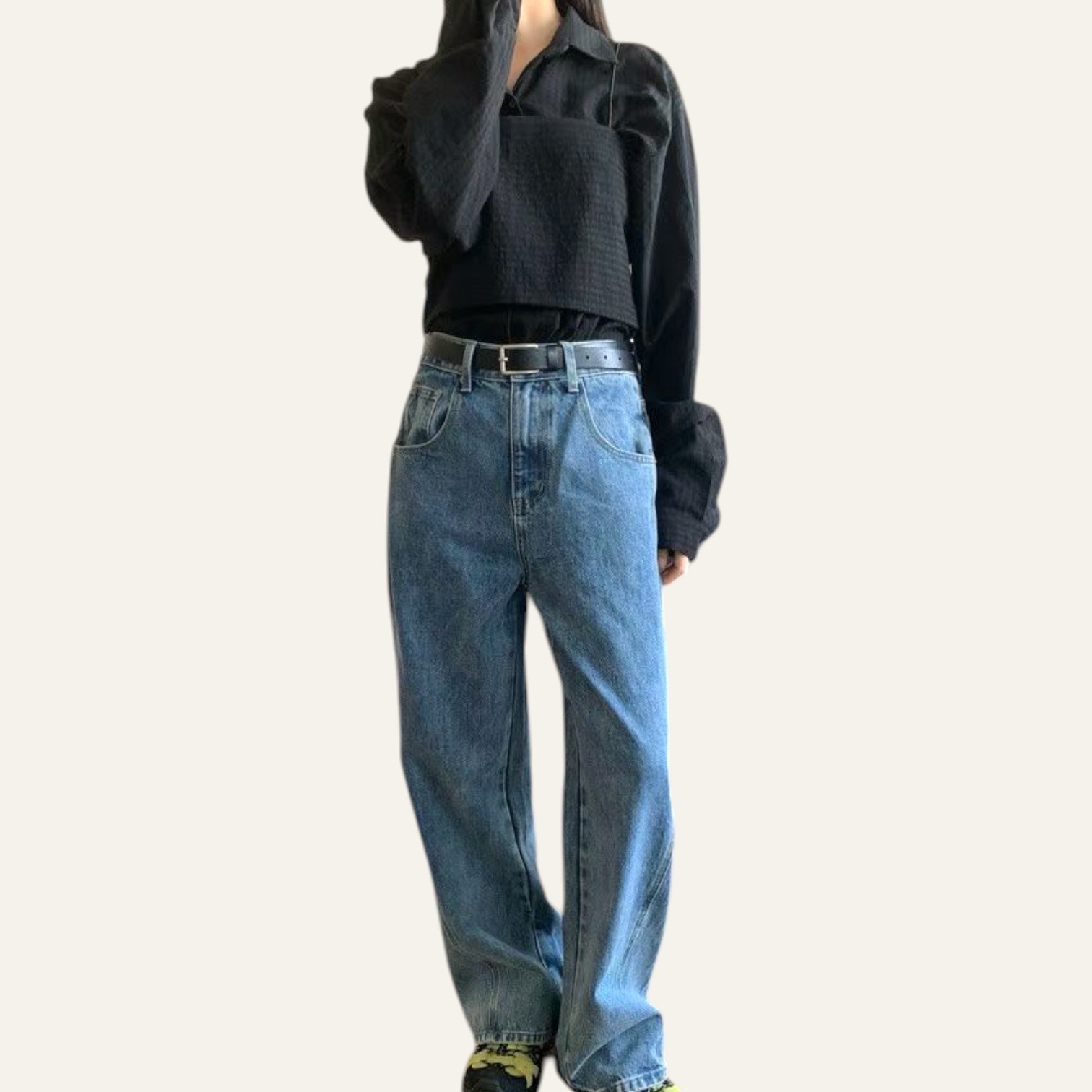 221046 洗水直腳牛仔褲