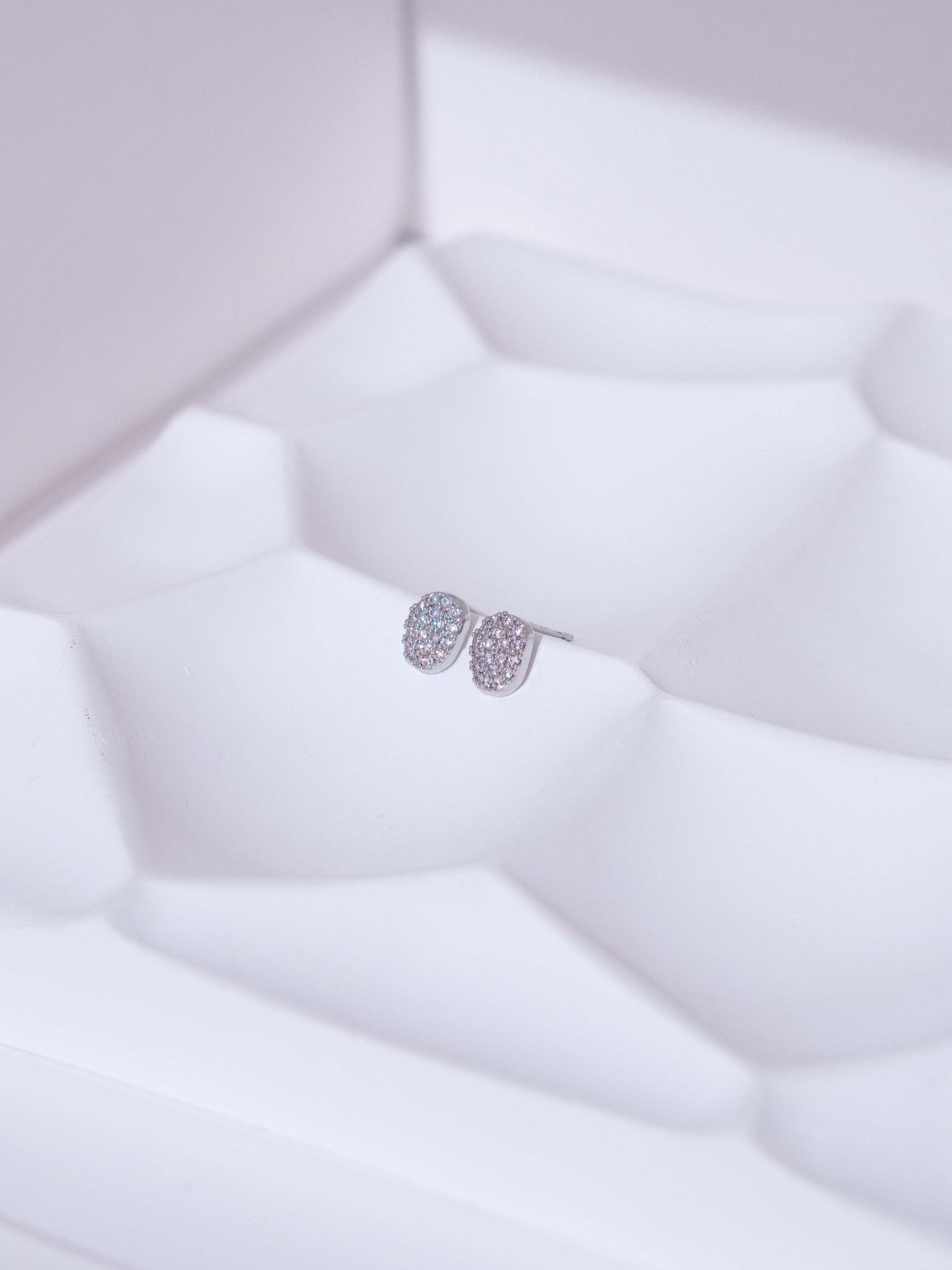 Diamonds in Irregular Frame Stud Earrings (Silver Post)