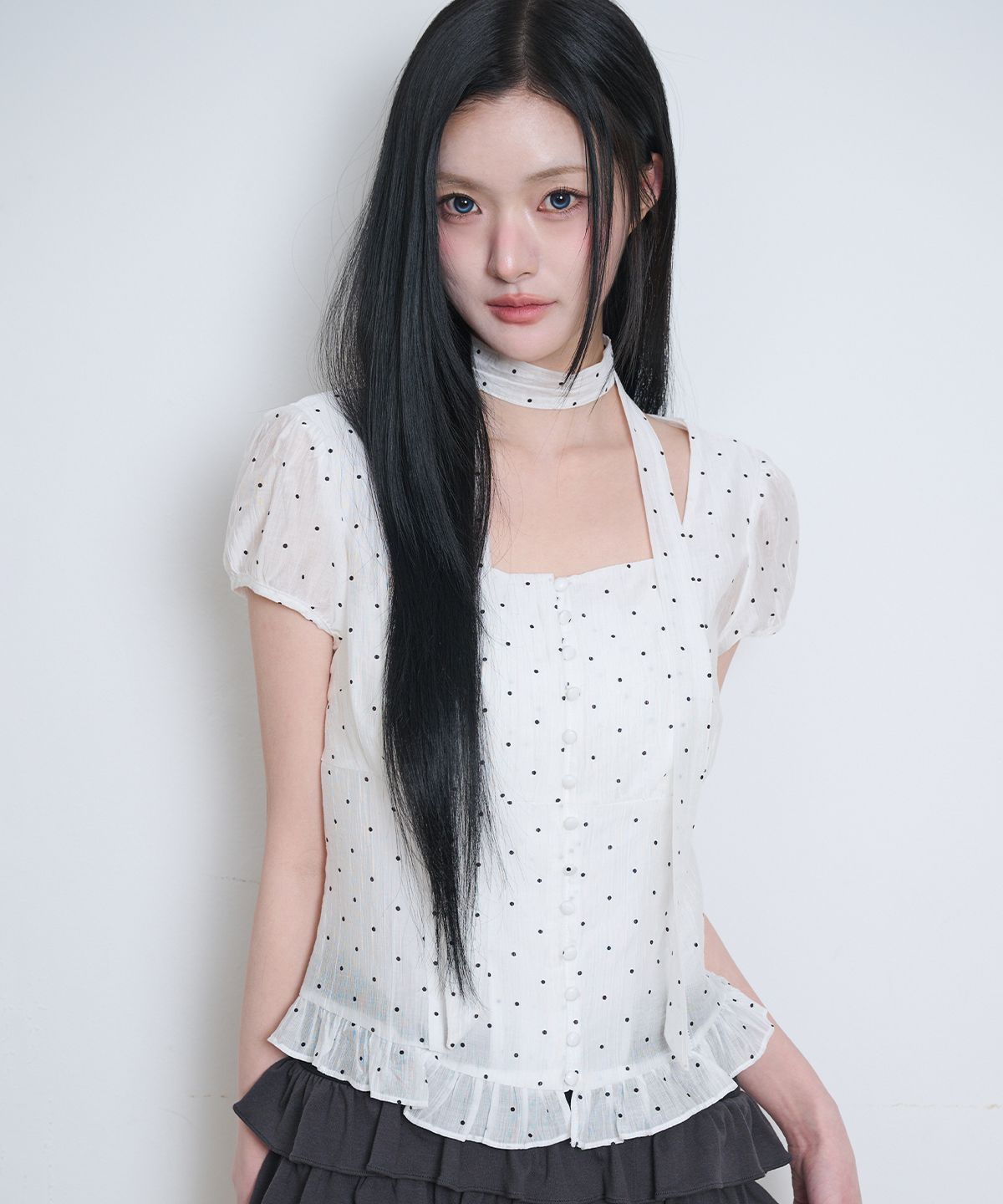 ??訂購｜ILLIGO｜Ribbon Tie Square Neck Blouse 8色 | AnyNOID