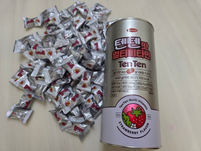 韓國 TenTen 綜合維他命 草莓味 營養咀嚼片100入/罐｜孩子成長必備