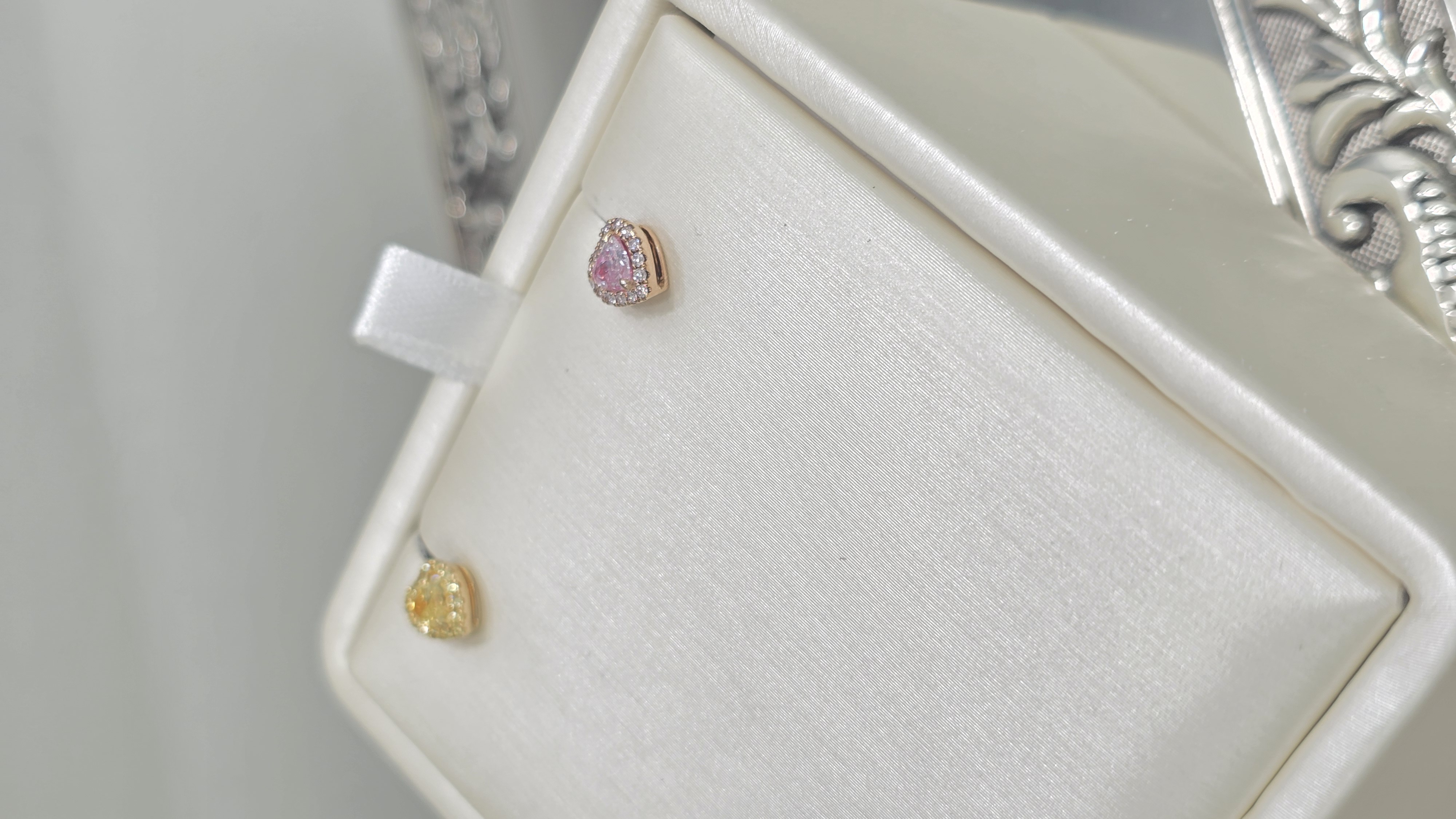18K粉鑽黃鑽石耳釘 D0.4ct/2