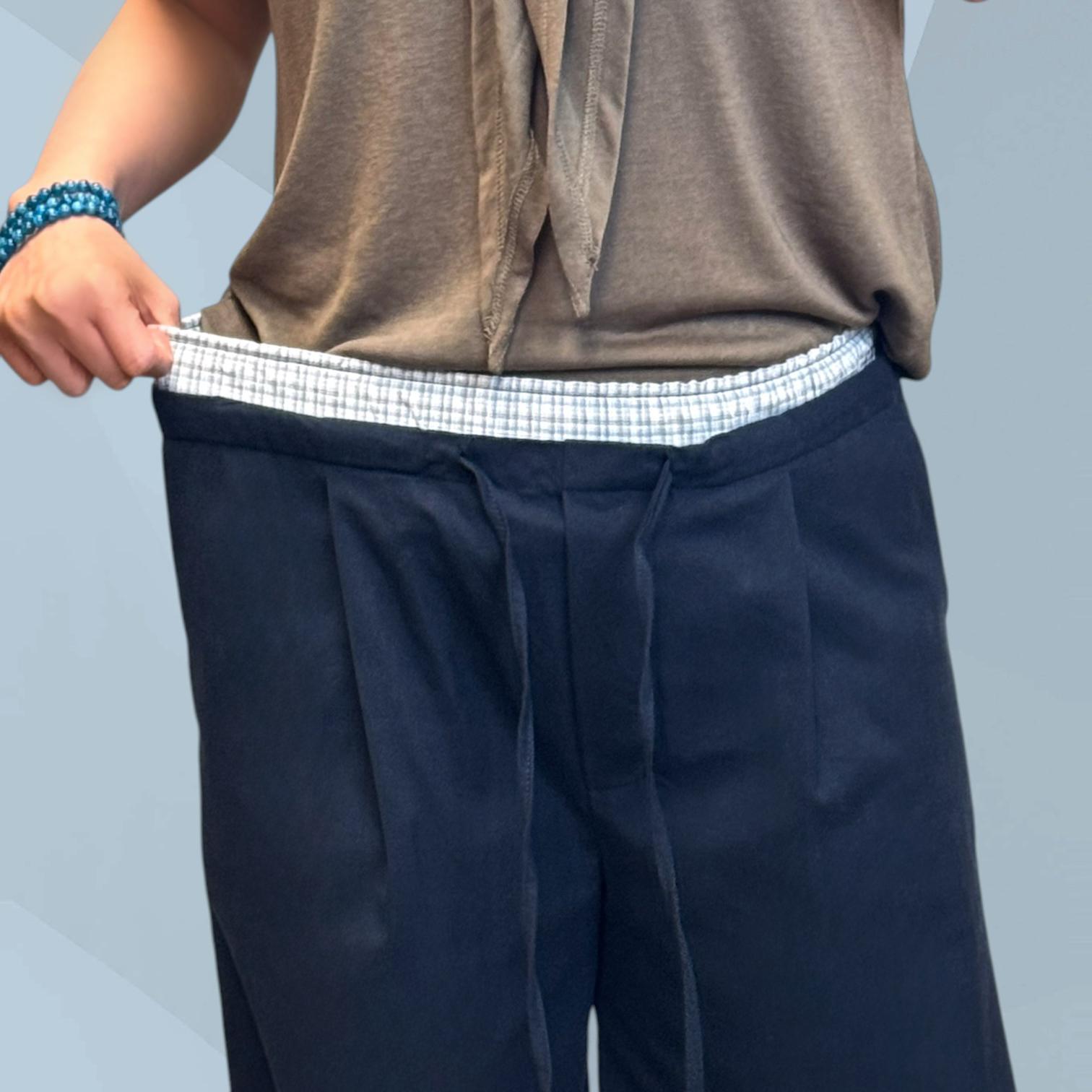 221137 格仔橡筋闊褲