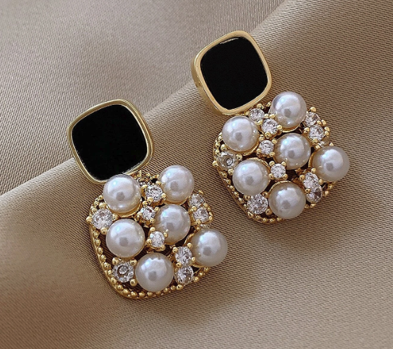 Pearl Deco Drop Earrings