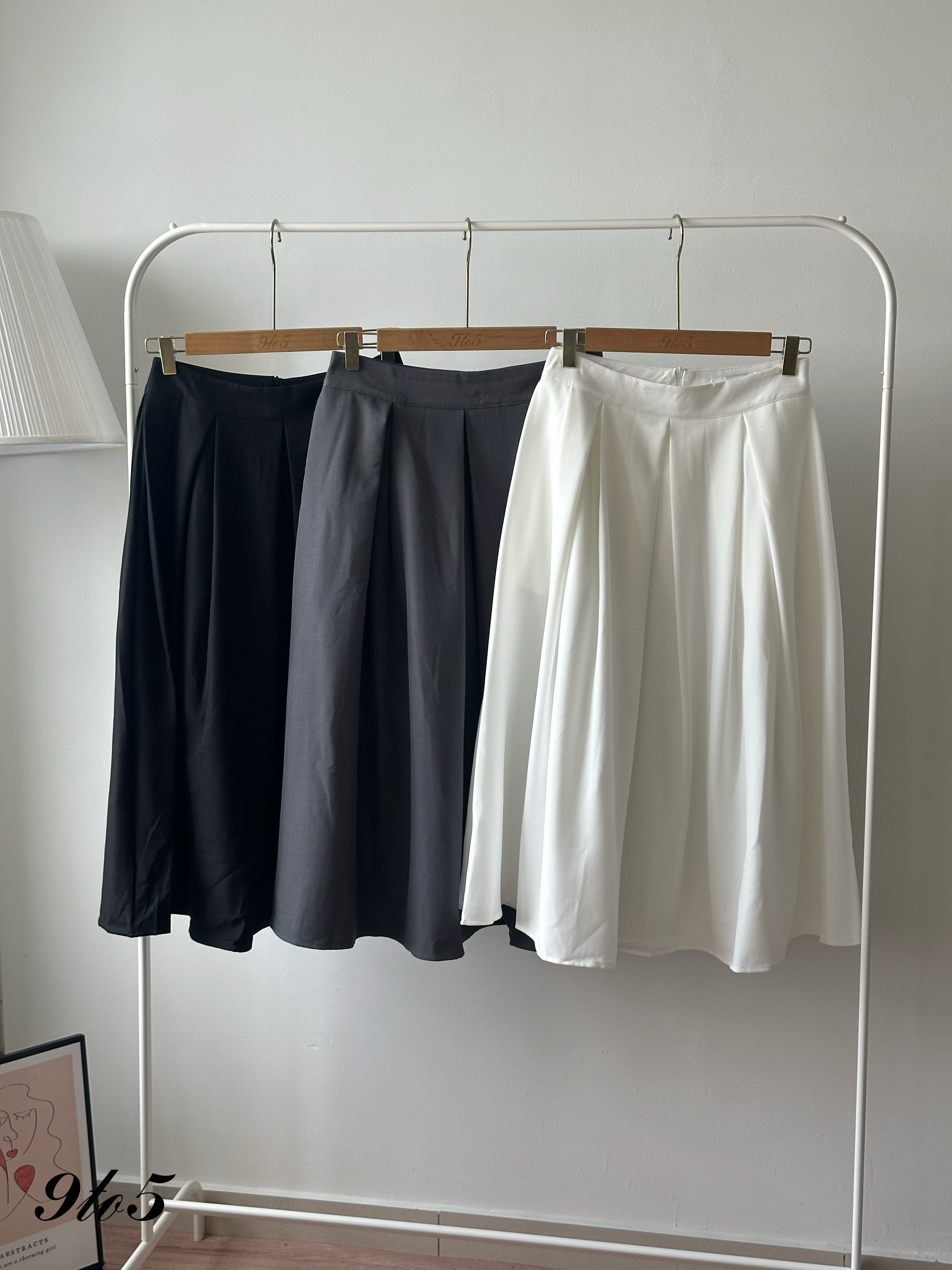 S1967 A Line Pleated Skirt - 3 Colors 